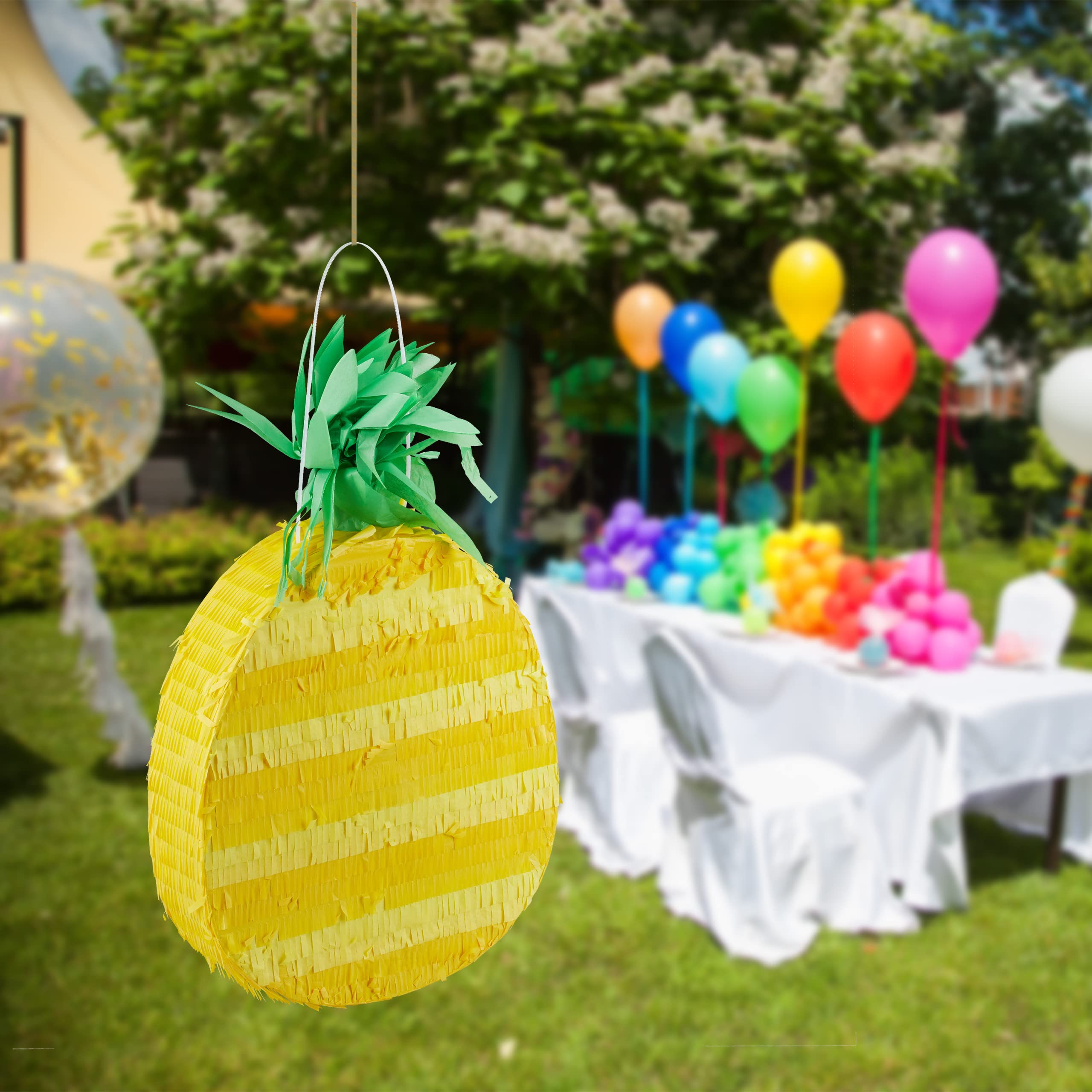 Relaxdays Pignatta a Forma di Ananas, da Appendere, per Bambini e Adulti, da Riempire, HxLxP: 59 x 32 x 9 cm, Giallo