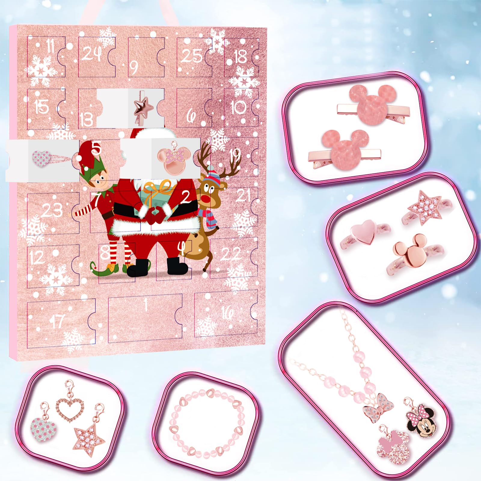 Advent Calendar 2025 for Kids 24 Days Christmas Countdown Calendar Cartoon Animation for Girls DIY Surprise Gifts with Charm Pendant - Image 4