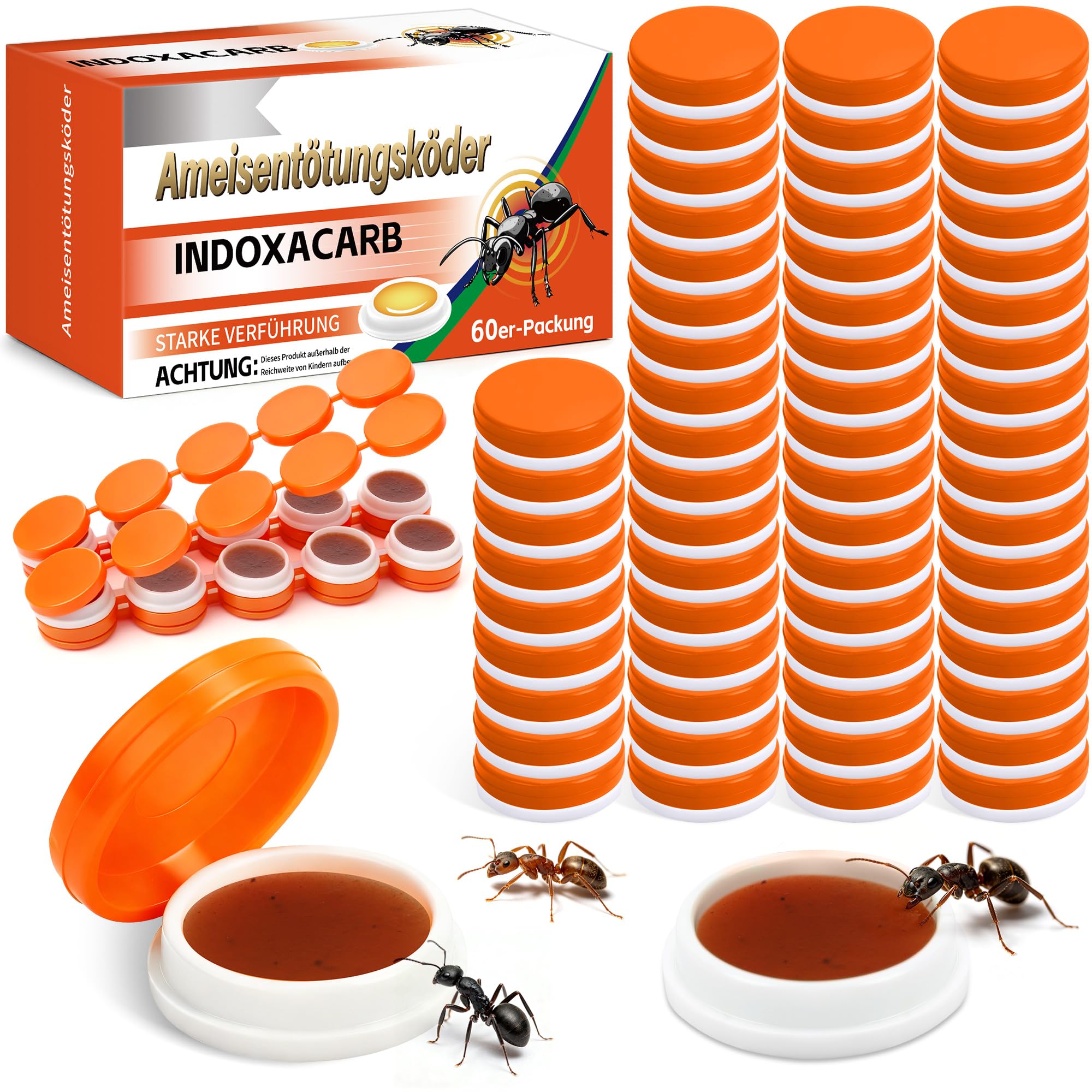 60 Pcs Ant Killer Bait Gel- Ant Traps Indoor Pet Safe, Liquid Ant Bait Stations to Eliminate Ants - Bait System for Effective Indoor Ant Control for Home Kitchen