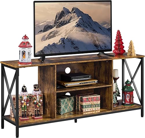 Miniatura 10 de Yaheetech Soporte de TV para televisores de hasta 65 pulgadas, centro de entretenimiento de 55 pulgadas con almacenamiento, consola de TV de madera