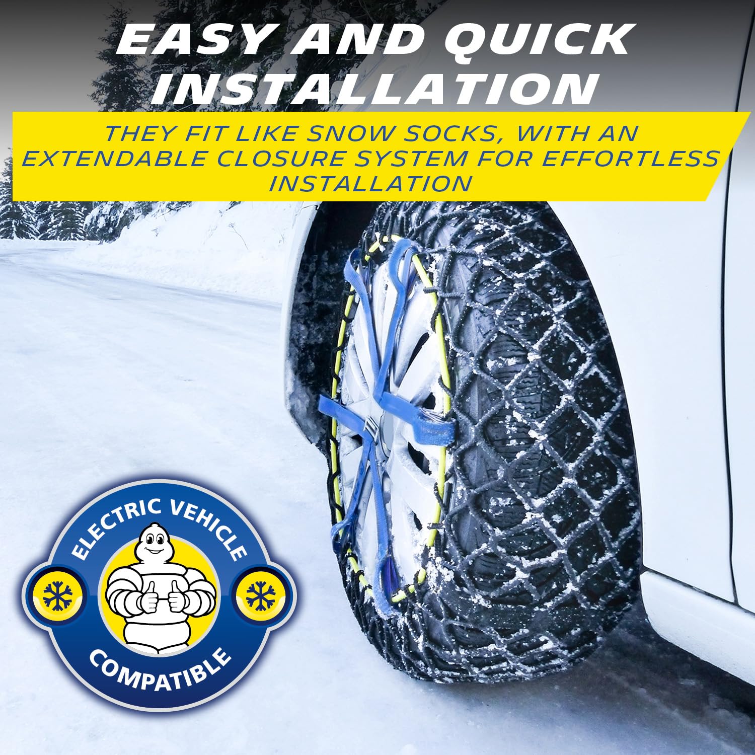MICHELIN Easy Grip EVOLUTION 19 tekstylny łańcuch śniegowy do samochodu, 2 sztuki, bardzo wydajny, łatwy w obsłudze