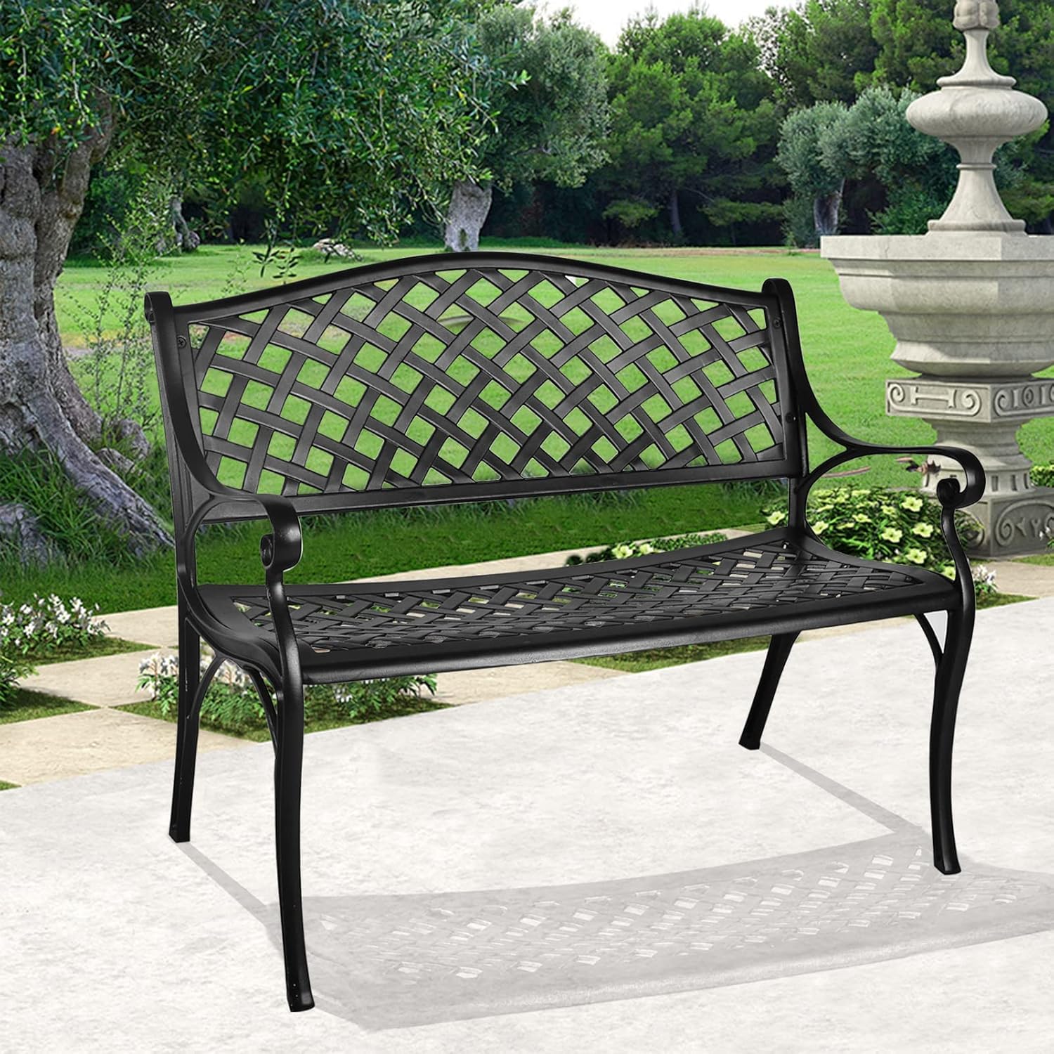 Grepatio Outdoor Patio Garden Bench AllWeather Cast
