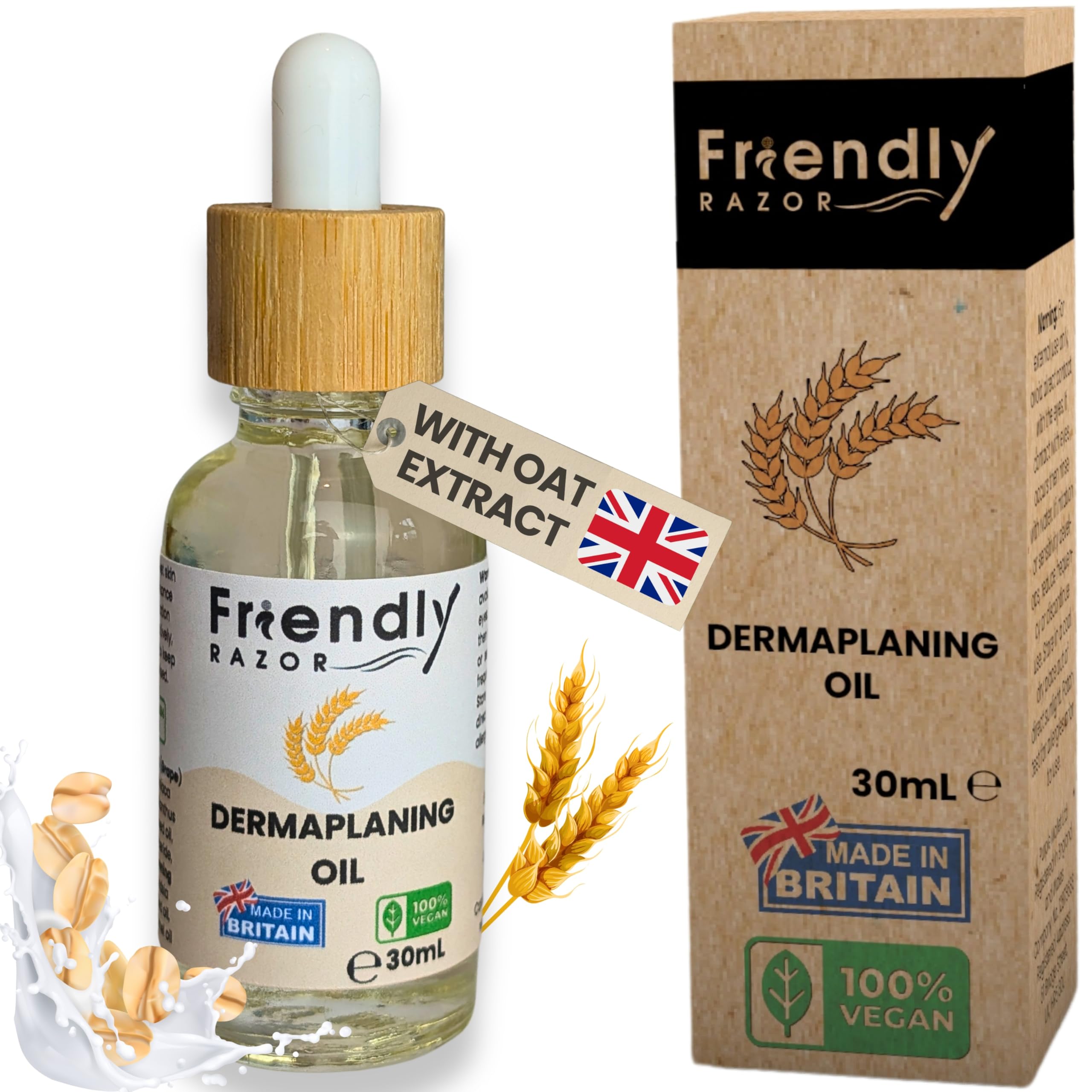 Dermaplaning Oil with Oatmeal, Primrose, Jojoba & Grapeseed Extracts, Clear, 30 ml (Pack of 1)
