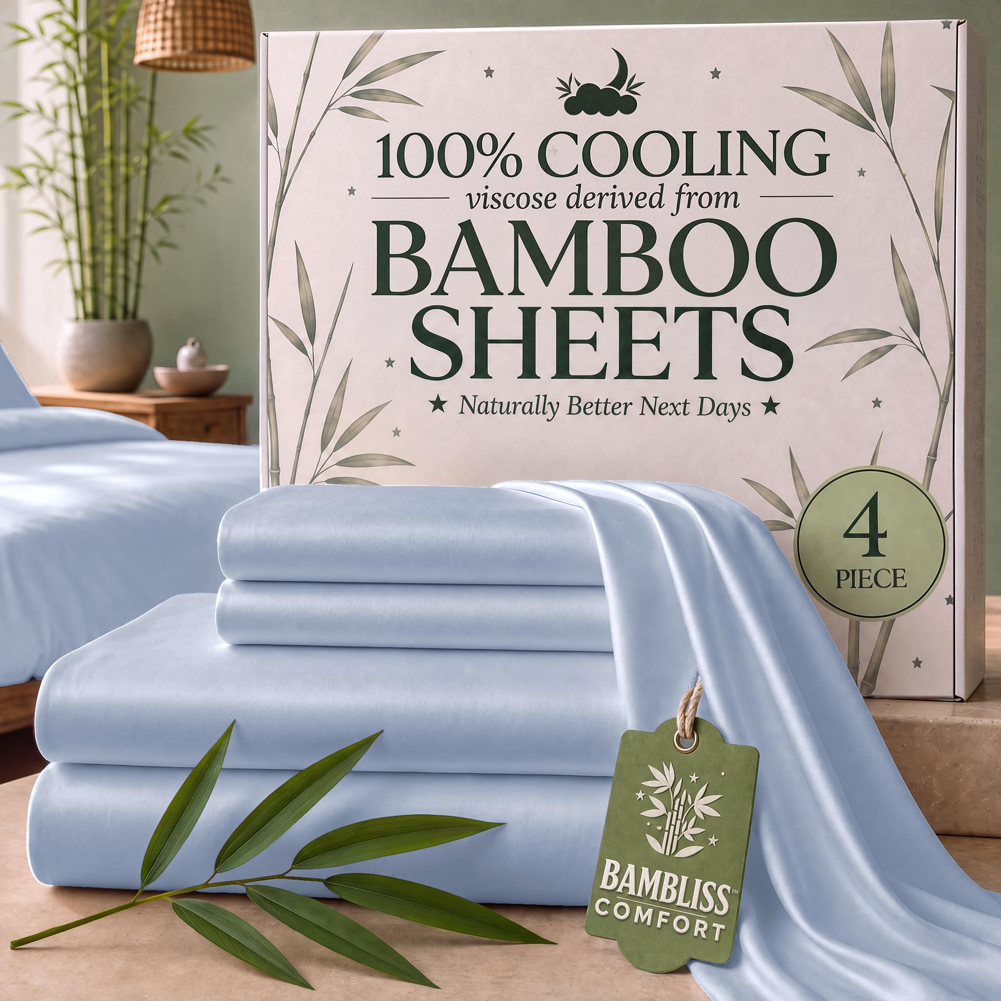 SLEEP SANCTUARY Viscose Derived from Bamboo Sheets Twin