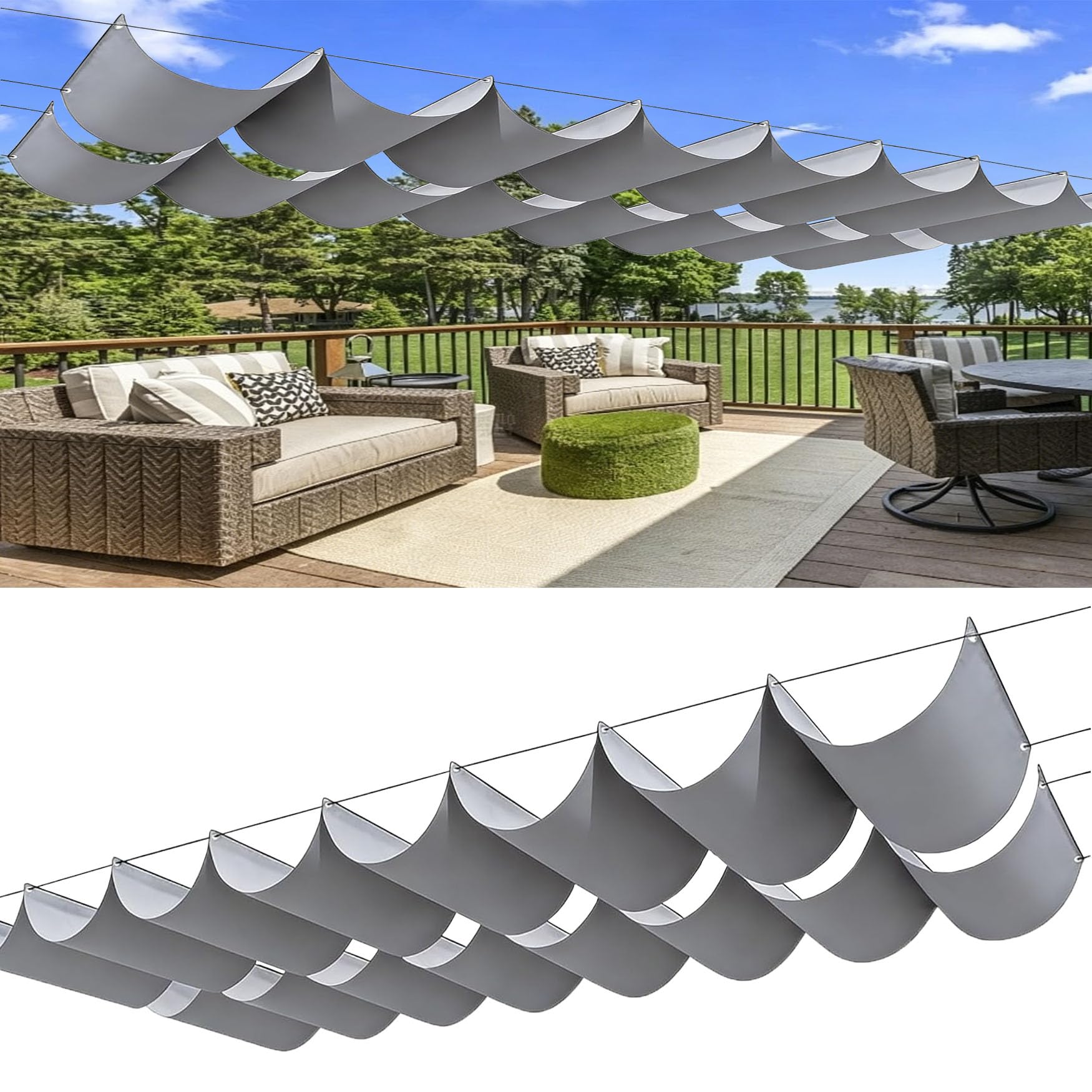 Voile d'ombrage rétractable protection UV imperméable pour véranda
