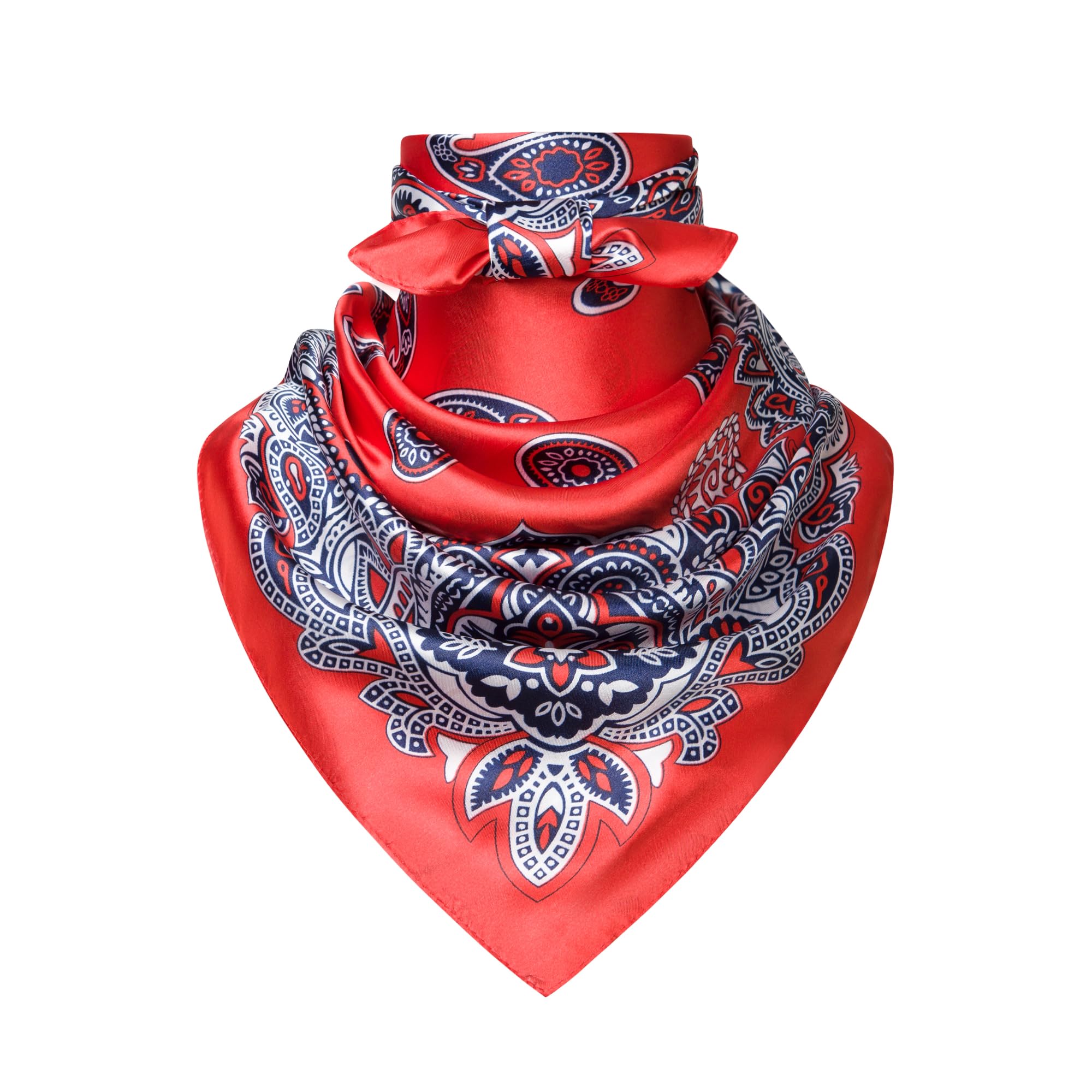 35" Men's Silk Cowboy Scarf - Oversized Western Bandana Neckwear, Large Square Scarf with Gift Packaging