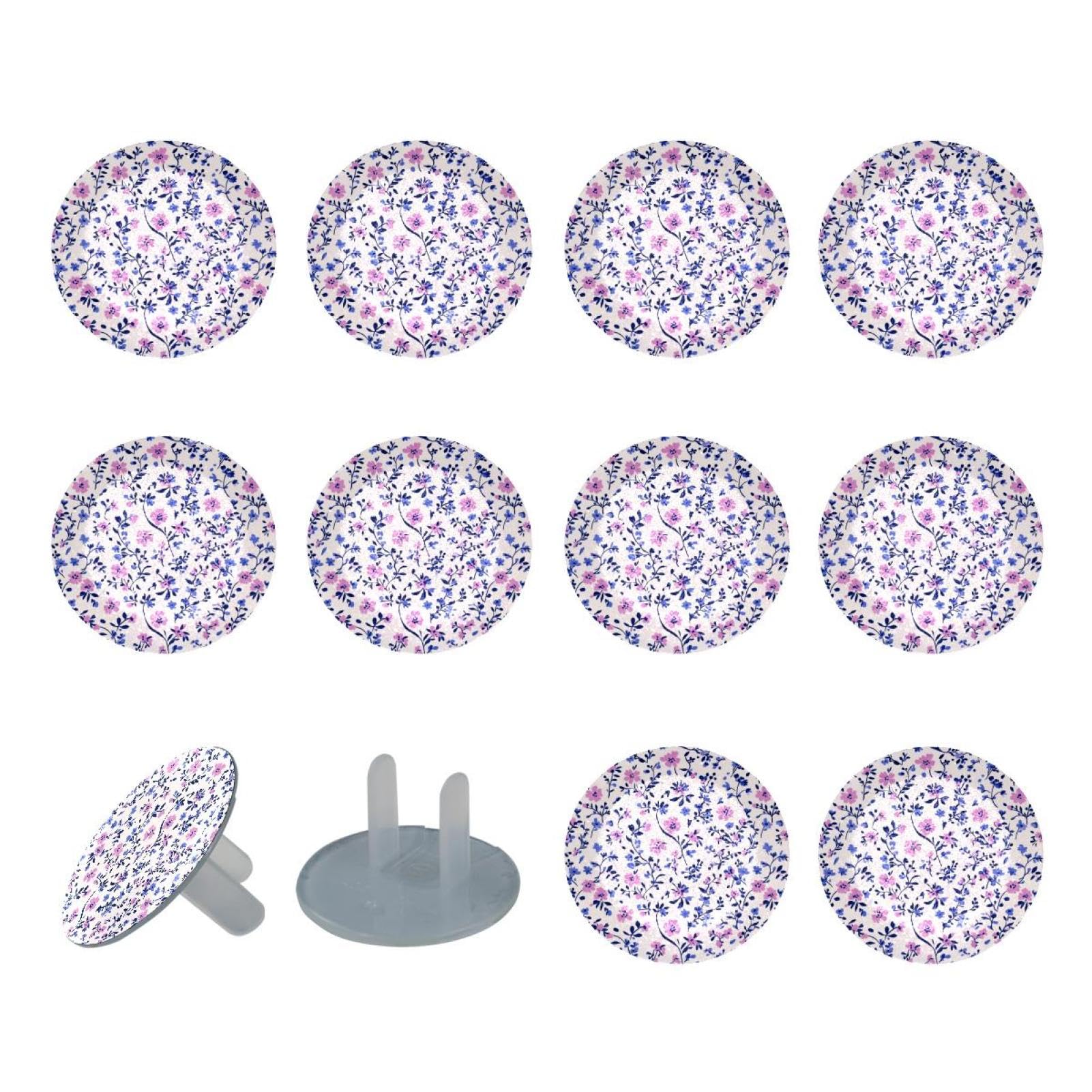 24 Piece Baby Child Proofing Outlet Covers Little Flower Pattern Safety Socket Protection Caps for Electrical Power Wall Plates