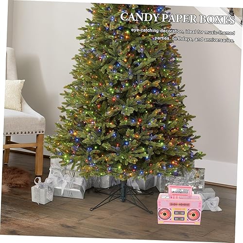 Miniatura 7 de SAFIGLE 12 cajas de dulces con cinta de casete retro para fiestas temáticas de los años 80, recipientes de papel para golosinas de cumpleaños