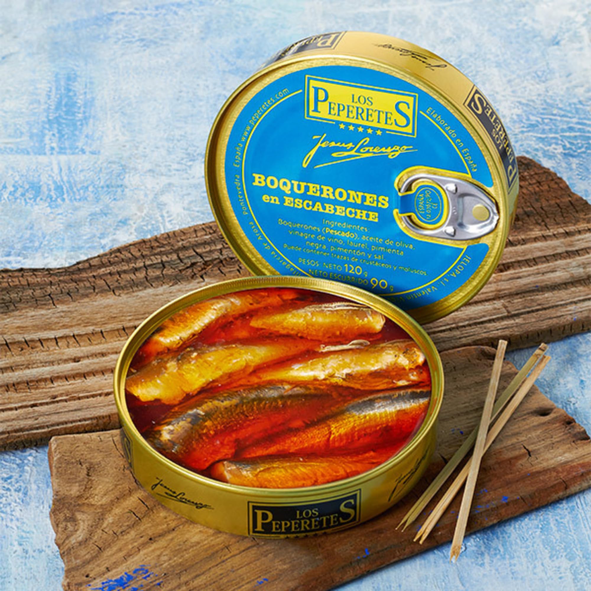 LOS PEPERETES x3 Lata Boquerones en Escabeche 120 g | Conserva Gourmet Gallega | Boquerones Pequeños del Atlántico en Aceite de Oliva y Vinagre Natural | Elaboración Artesanal | Sabor Tradicional