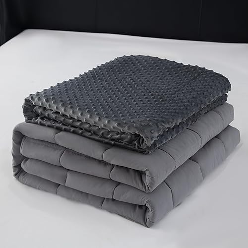 Miniatura 2 de MENHIRY Manta pesada con funda de edredón extraíble de minky, tamaño Queen, manta pesada para adultos y niños (15 libras, gris, 6080)