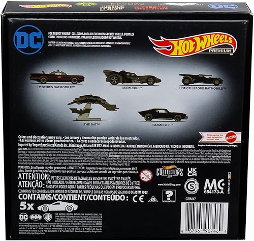 Miniatura 10 de Hot Wheels Batman Batmobile - Paquete de coche de juguete, juego de 5 piezas fundidas en escala 1:64 con embalaje especial
