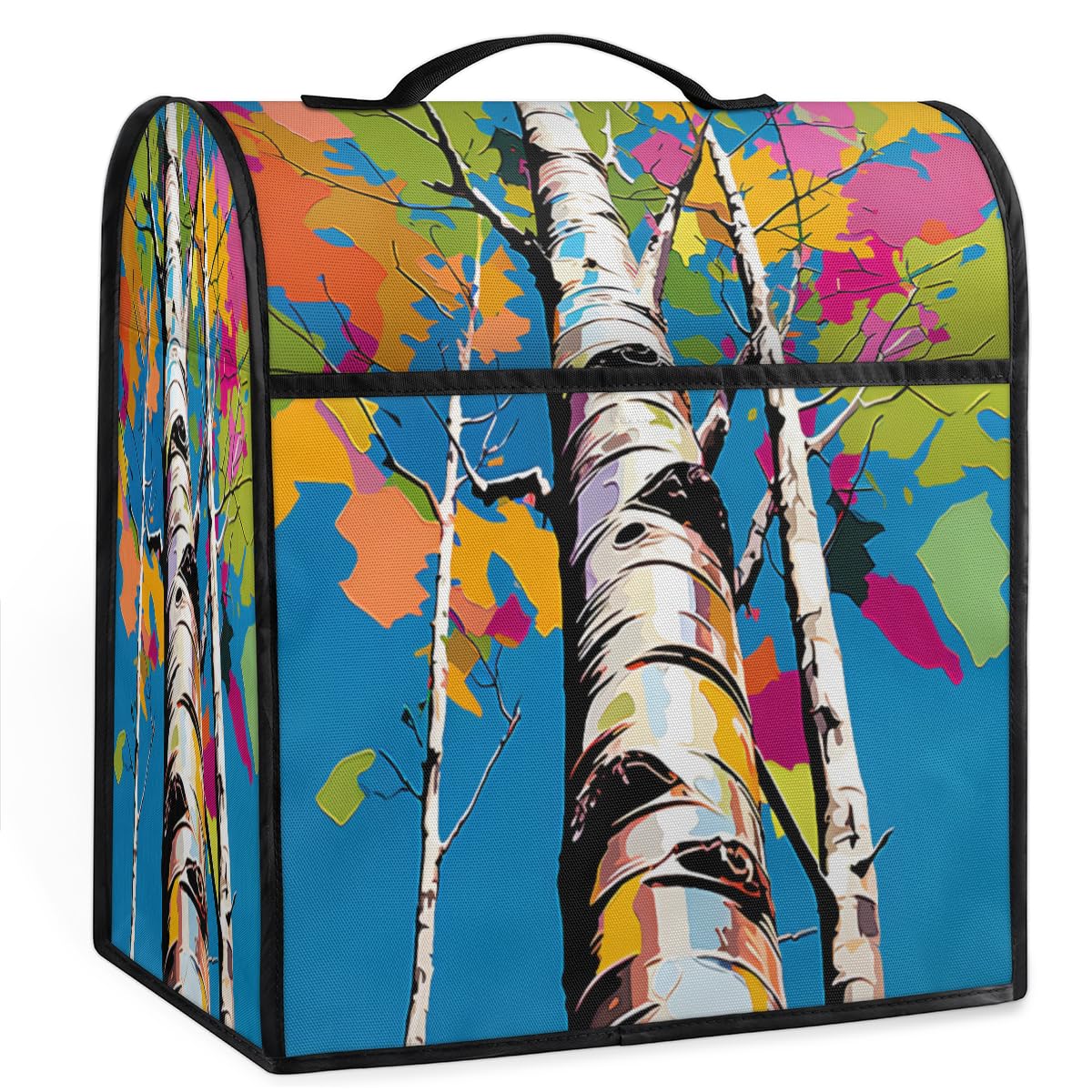 Coffee Maker Cover Watercolor Birch Kitchen Appliance Covers Small Appliance Covers Blender Cover Juicer Cover Dust Covers for Kitchen Appliances with Top Handle and Pockets,Washable,C984