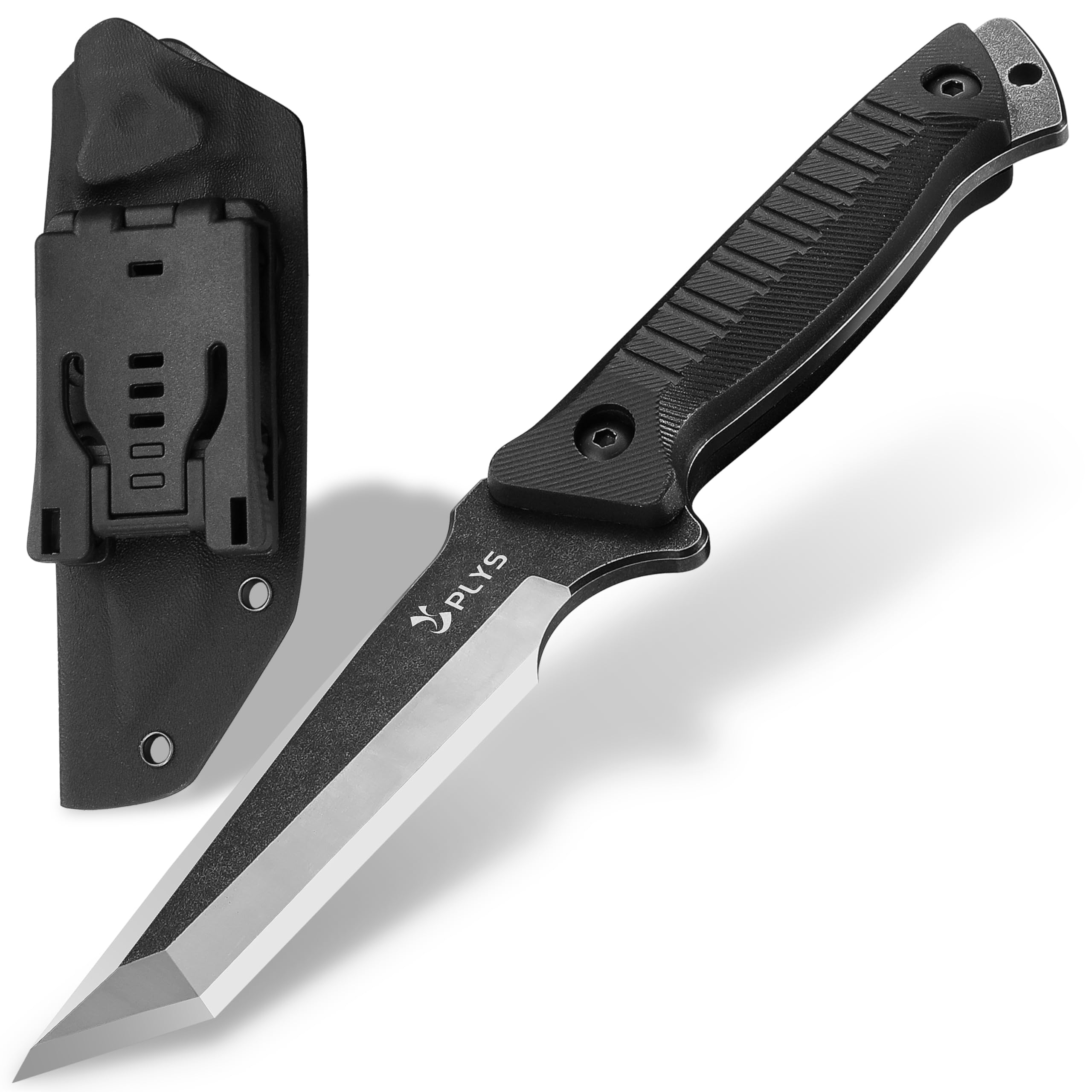 Coltello da Sopravvivenza A Lama Dritta per Esterni: Coltello da Caccia A Codolo Intero in 440c, Impugnatura in G10, Con Fodero in Kydex, Adatto per Campeggio, Escursionismo, Pesca O Come Regalo.