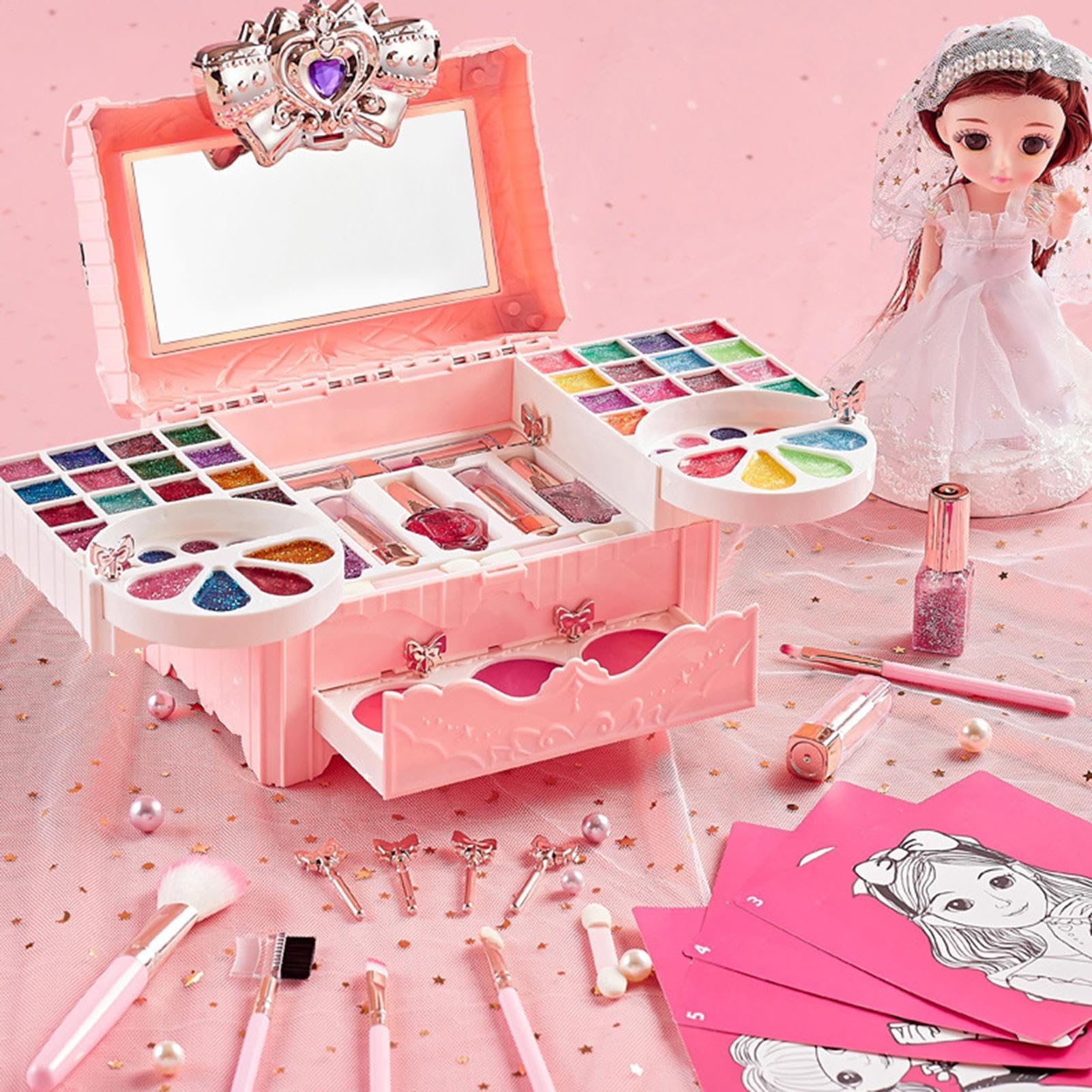 Trucco Finto Educativo, Lavabile E Realistico | Giocattoli Per Bambine Principessa Con A Trucco Finto Per Bambine 3-10 Anni Travestimenti Feste Cosplay Natale Compleanno