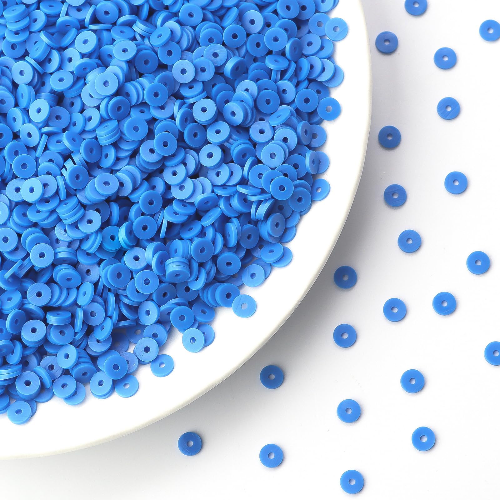 Hiswan Sapphire Blue Polymer Clay Beads, 6mm Heishi Bead for Jewelry Bracelets Necklace Making 1000PCS, Small - Image 4