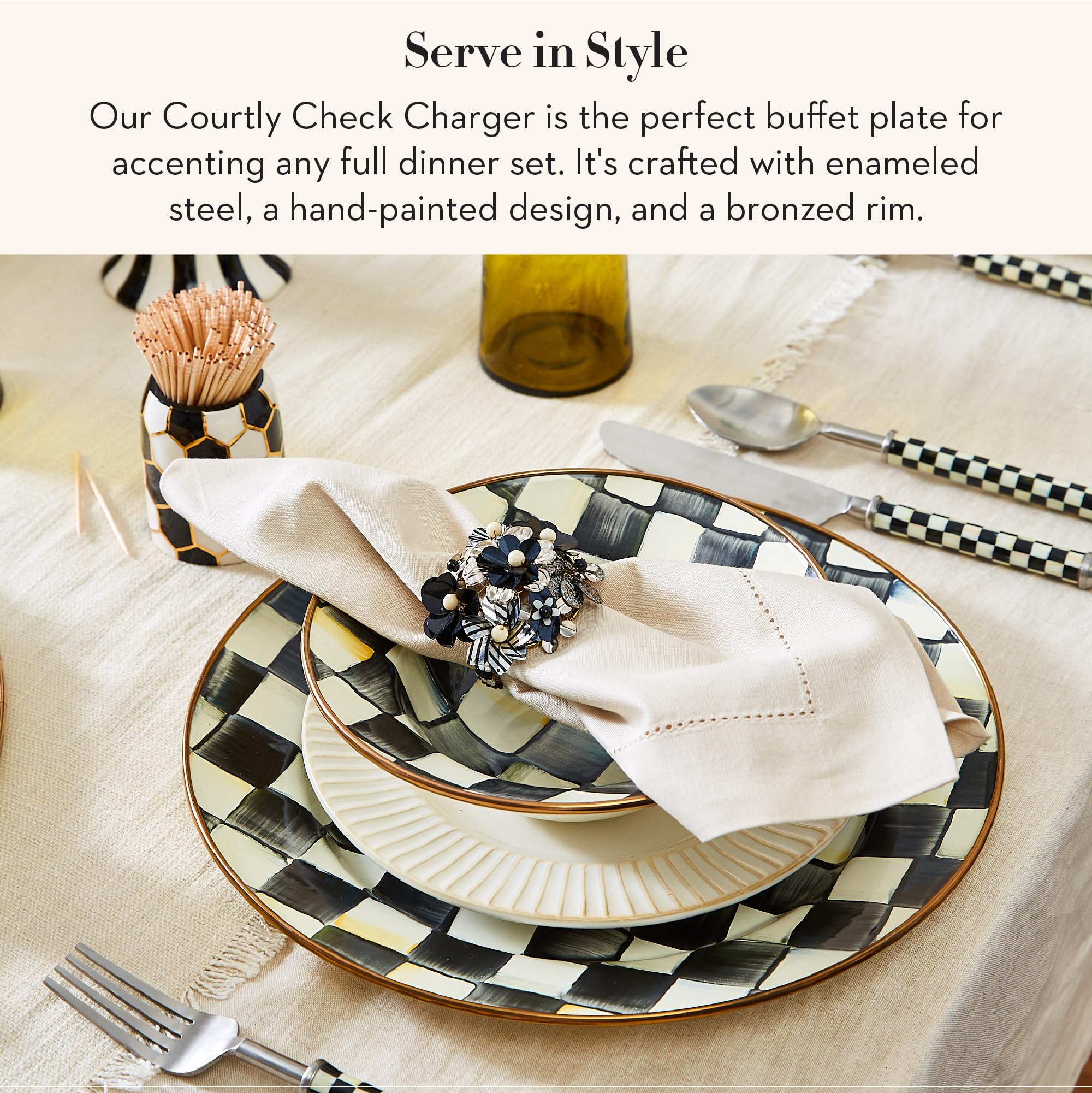 MACKENZIE-CHILDS コートリー　エナメルディナープレート Amazon.com | MACKENZIE-CHILDS Enamel Charger Plate, Charger