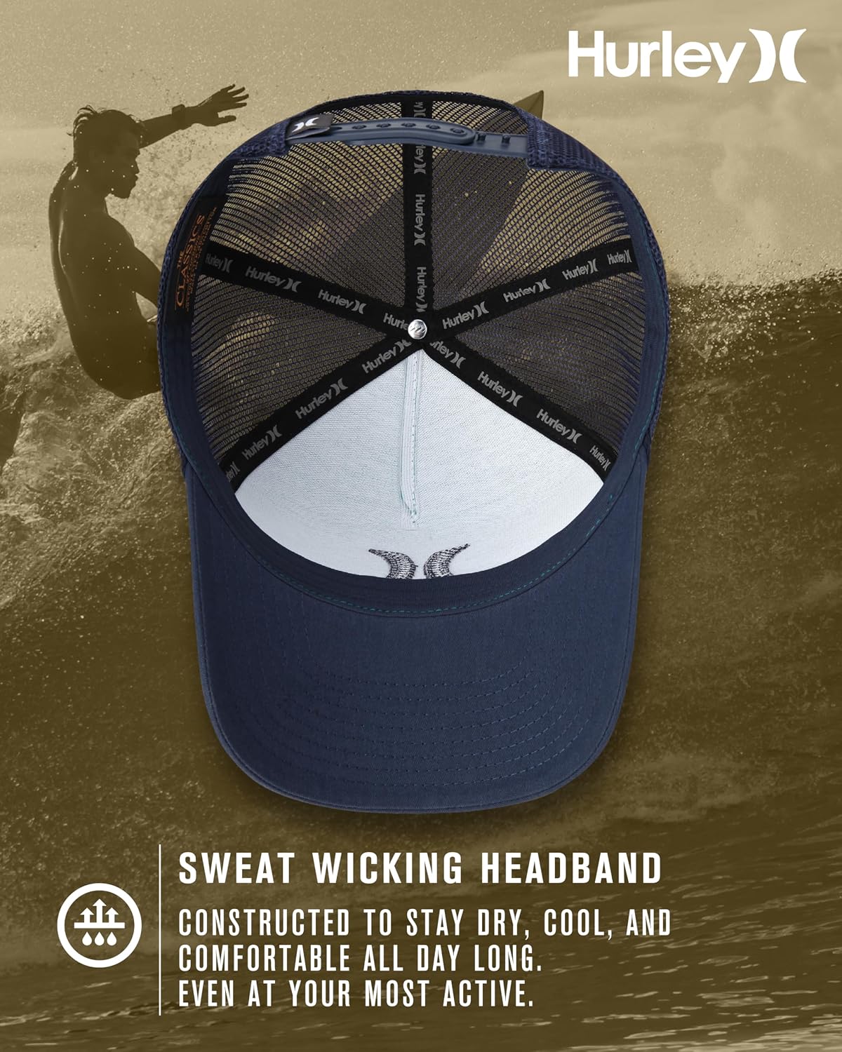 Hurley Men's Trucker Hat - High Icon Snap Back Comfortable Curved Bill with Adjustable Snap Closure - Trucker Hats for Men