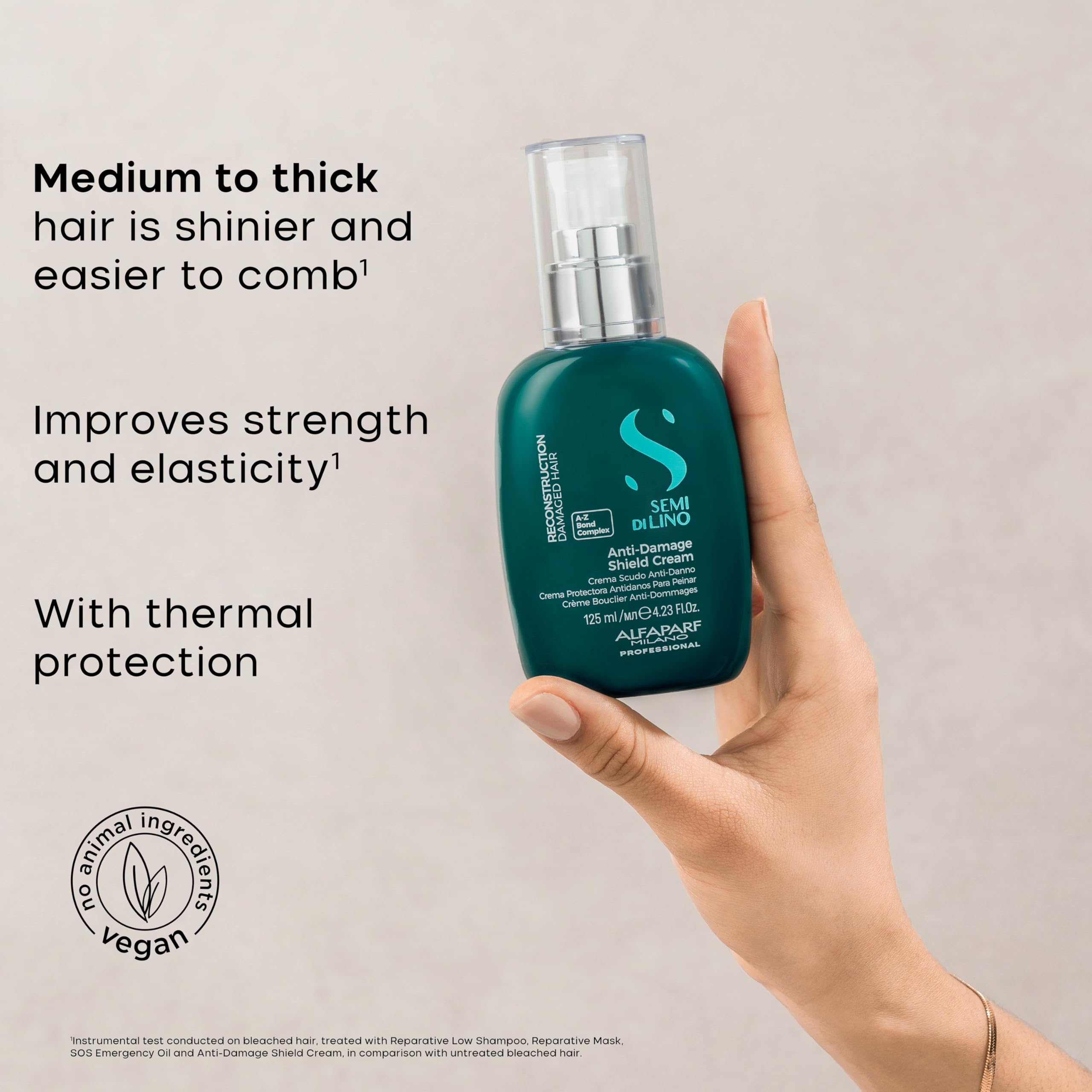 Alfaparf Milano Semi di Lino Reconstruction Bond Repair Hair Treatment Cream for Damaged Hair - Thermal Protector - Hair Breakage Repair Shield Leave-In - Vegan (4.23 oz)