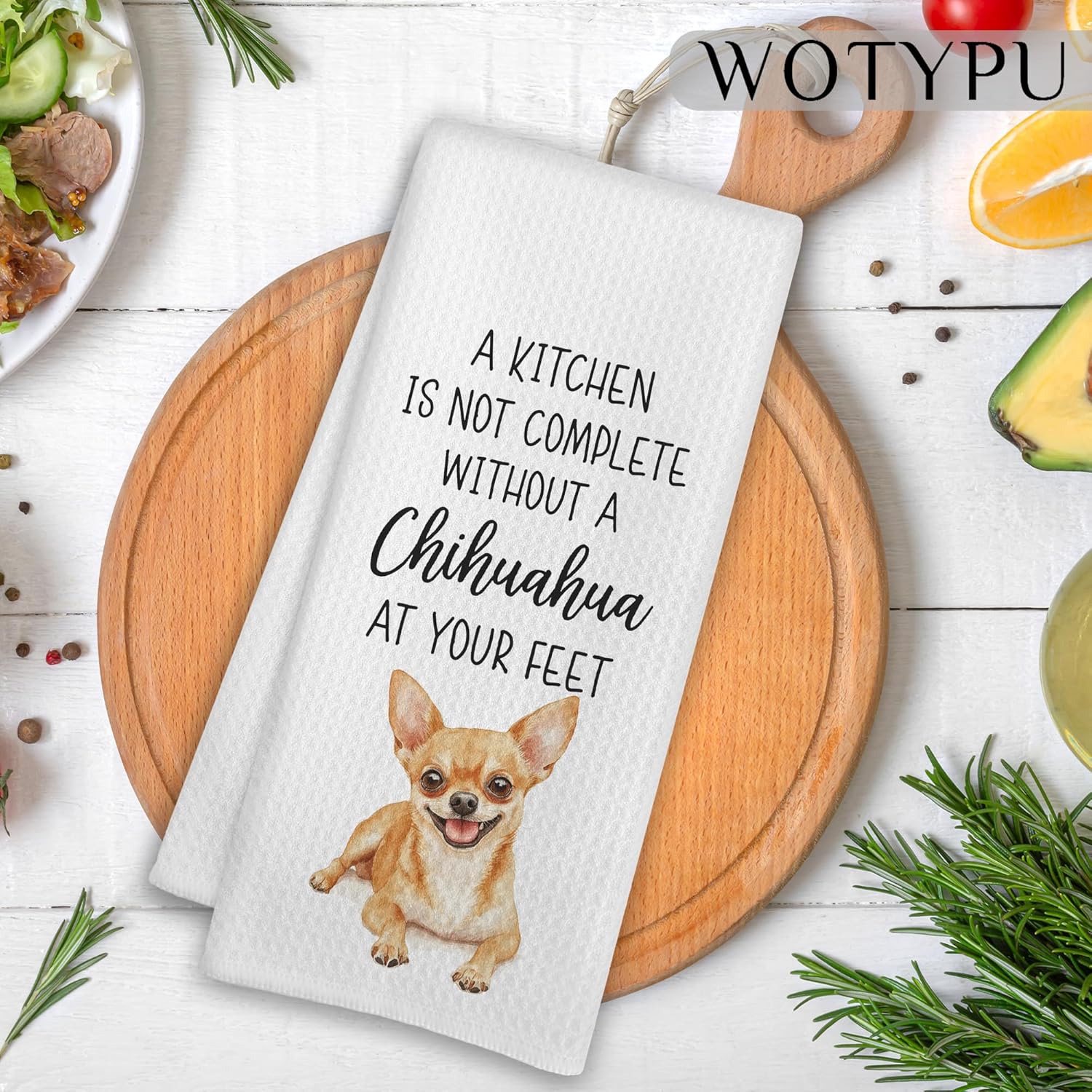 Funny Chihuahua Gift Kitchen Towels, Dog Lover Gifts Dish Tea Towel, a Kitchen is Not Complete Without a Chihuahua Decorative Hand Towels for Dining Room Decor, 16x24 Inch - Image 2
