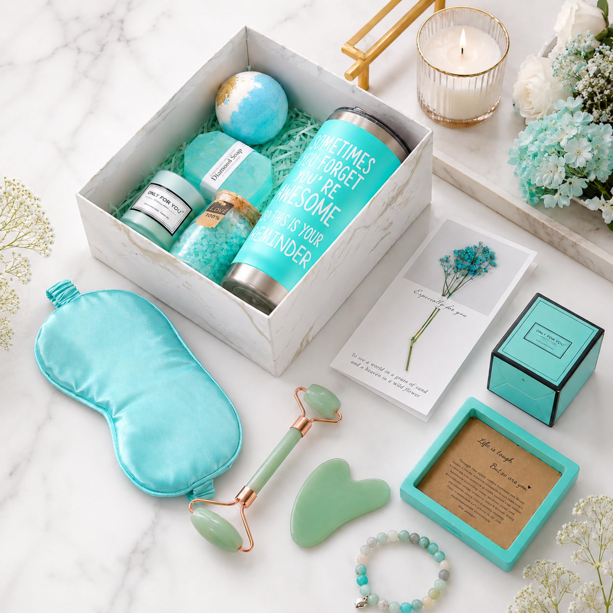 12 scatole regalo benessere e spa per donne, ragazze, set regalo di compleanno di lusso per lei, mamma, adolescenti, sorella, pacchetti per la cura di sé, colore blu