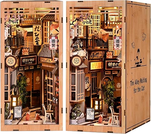 CRIOLPO Kits de Rincón de Libros para Adultos – Inserto de Estantería en Miniatura DIY con Luces LED, Kits de Manualidades Creativas de Rincón de