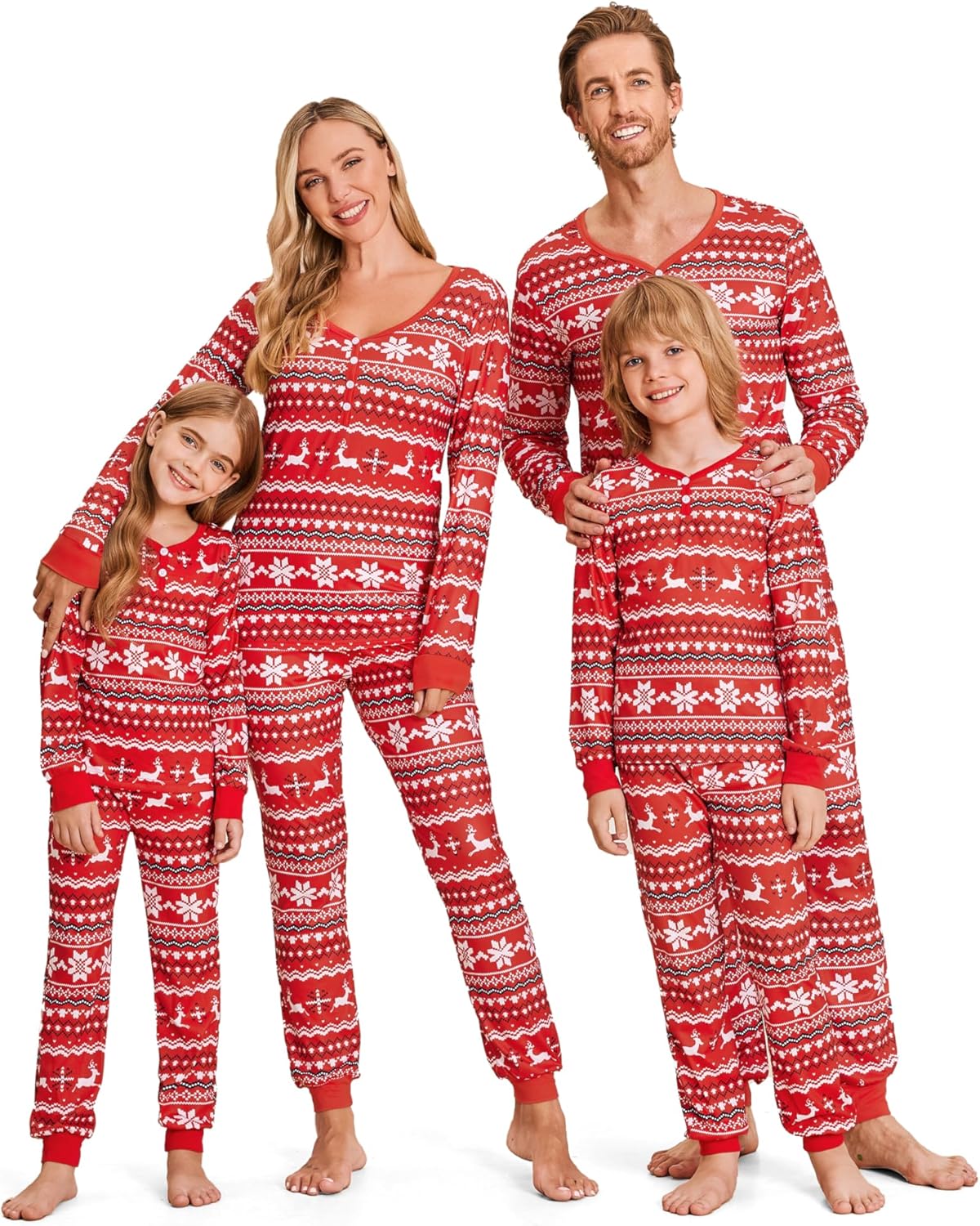 Ekouaer Christmas Pajamas for Family Matching Pj Sets Womens Mens Kids Pjs Long Sleeve Sleepwear Lounge Sets Outfits