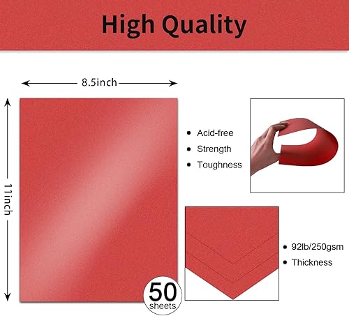 Vista 27 de 50 hojas de cartulina negra brillante de 8.5 x 11 pulgadas, papel brillante de 8.82 oz/m²/92 libras, papel de impresora de tarjetas para Negro