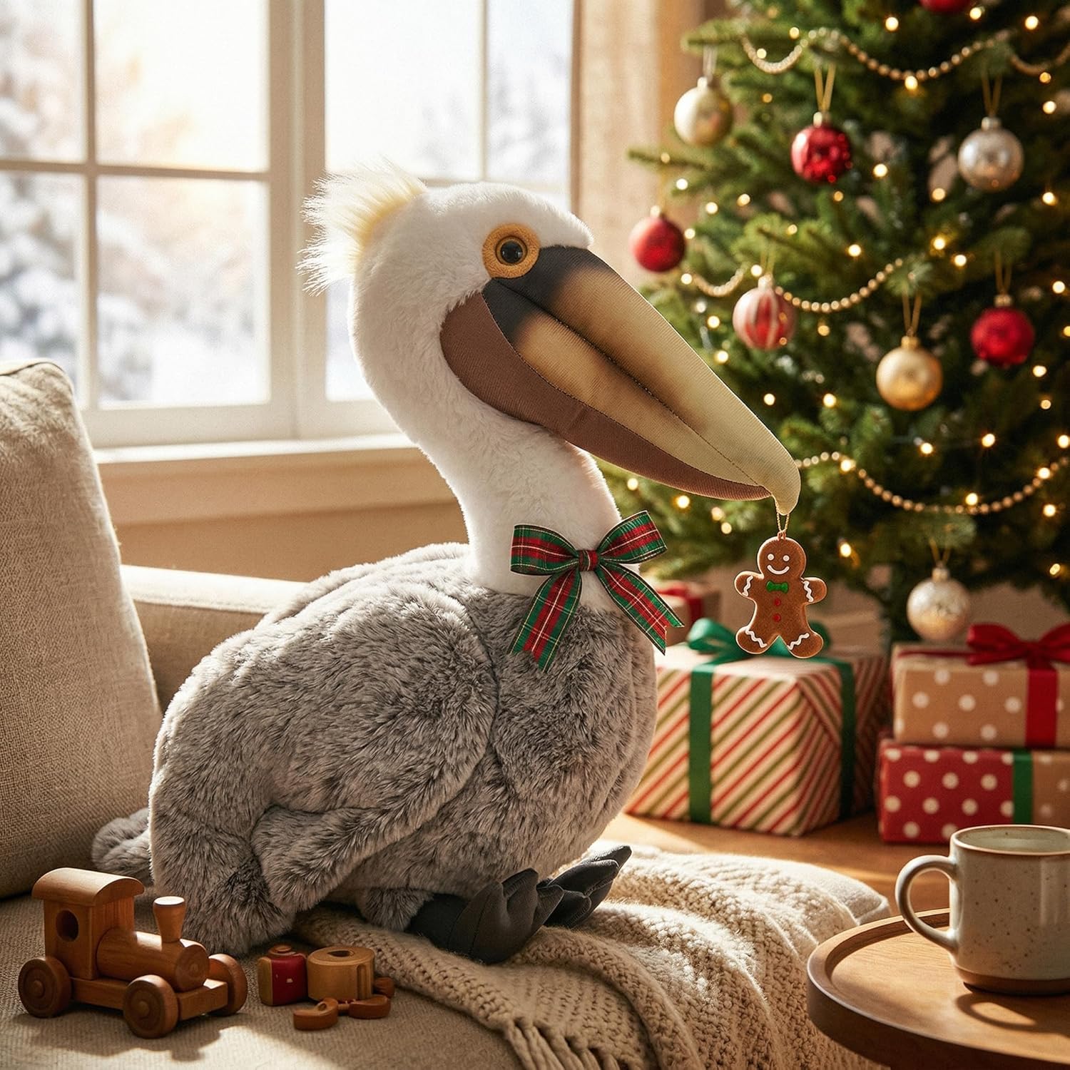 Pelican Plush Toy, 13.5 ‘’Wild Pelican Stuffed Animal, Simulation Animal Gift for Kids,Home Decor，Grey…