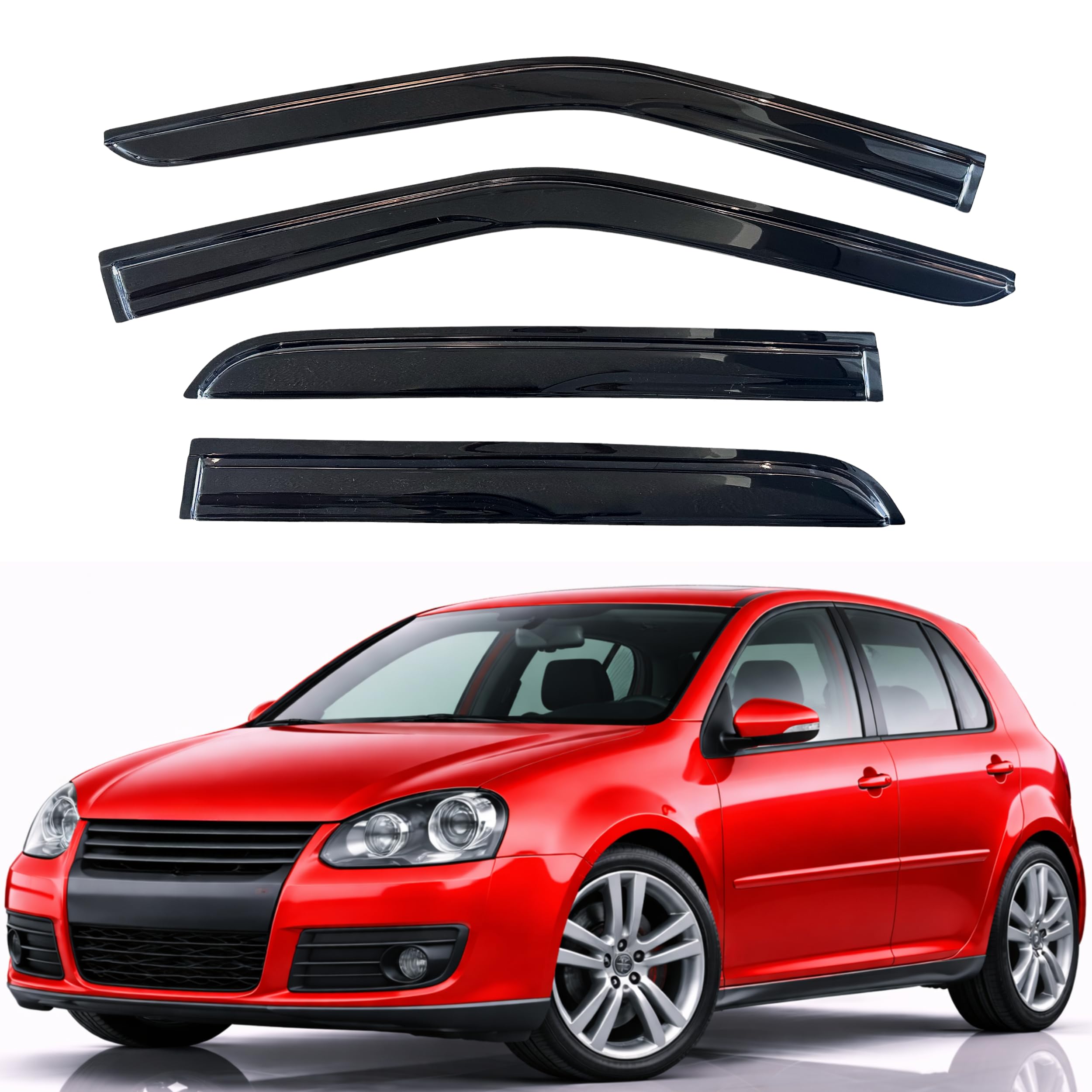 KPY Rain Guards Fit for 2004-2009 Volkswagen Golf, Out-Channel Window Visors Vent Wind Deflectors 4PC, Car Accessories for 04-09 VW Golf (5-Door Only)
