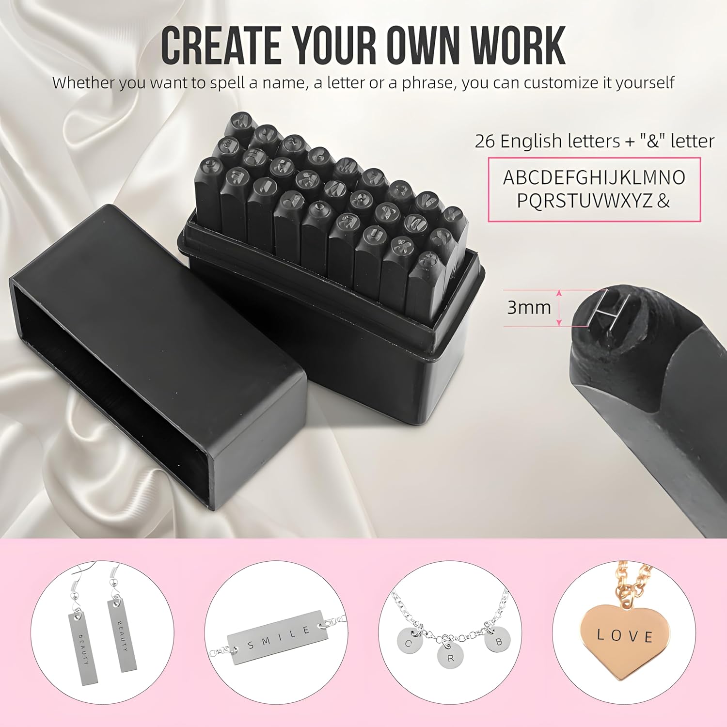 Vital Ease 17-Pc Jewelry Making Kit with Pliers, Nylon Thread & Metal Wire – All-in-One DIY Tools for Necklace, Earrings, Bracelets (ZebraPro 38-Piece Metal Stamping Kit)