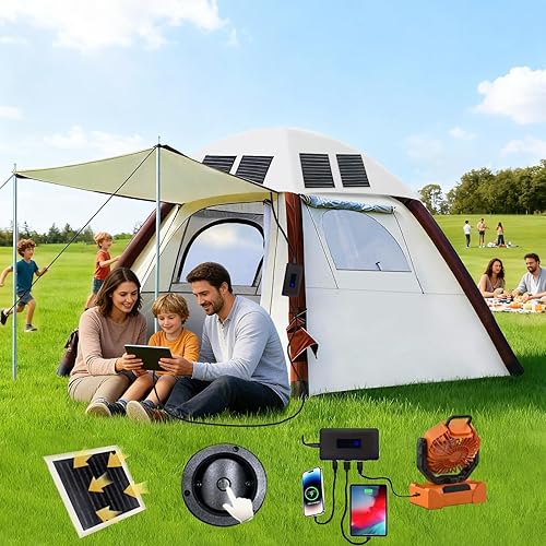 Cow-HQUS - Tienda de campaña inflable para 2/3/4 personas, tienda de campaña familiar grande al aire libre, tienda de campaña desplegable de doble