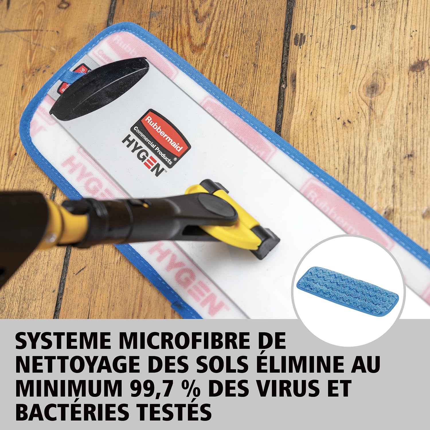 Rubbermaid Commercial Products Hygen Pulse – Kit de Serpillière à Pulvérisation en Microfibre | Réservoir Intégré et 2 Franges | Jaune
