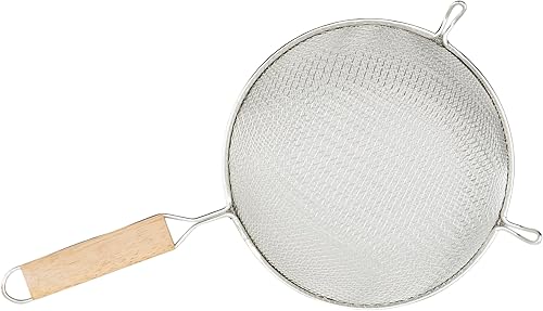 Miniatura 3 de Winco Colador, 8.0 in de diámetro, malla doble media, estaño, marrón