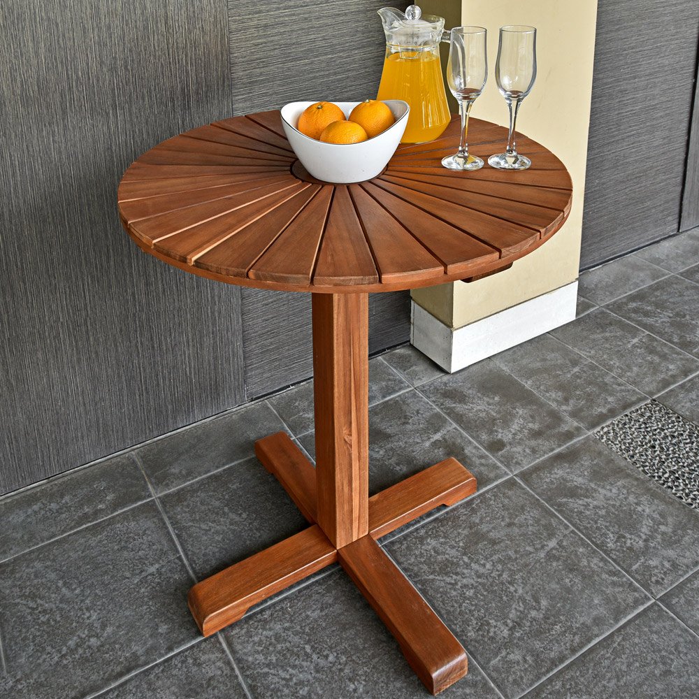 Casaria® Gartentisch Balkontisch Wetterfest Holz Rund ?70,5cm 80kg Belastbarkeit Balkon Garten Terrasse Tisch Terrassentisch Holztisch Akazie