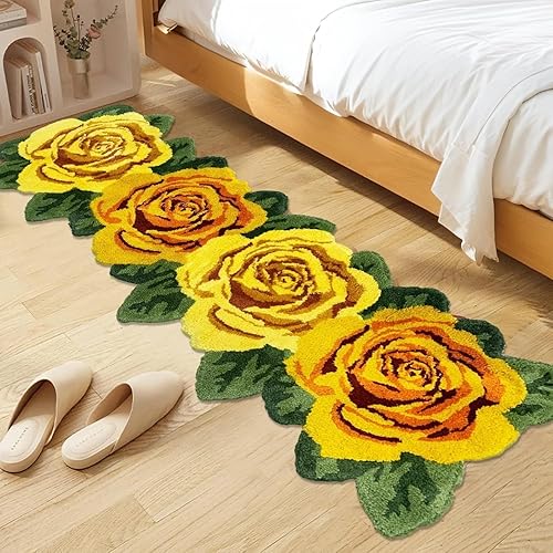 Miniatura 14 de USTIDE Alfombra esponjosa de rosa para piso, alfombra suave y peluda, alfombra hecha a mano, alfombras modernas, alfombras lavables para sala