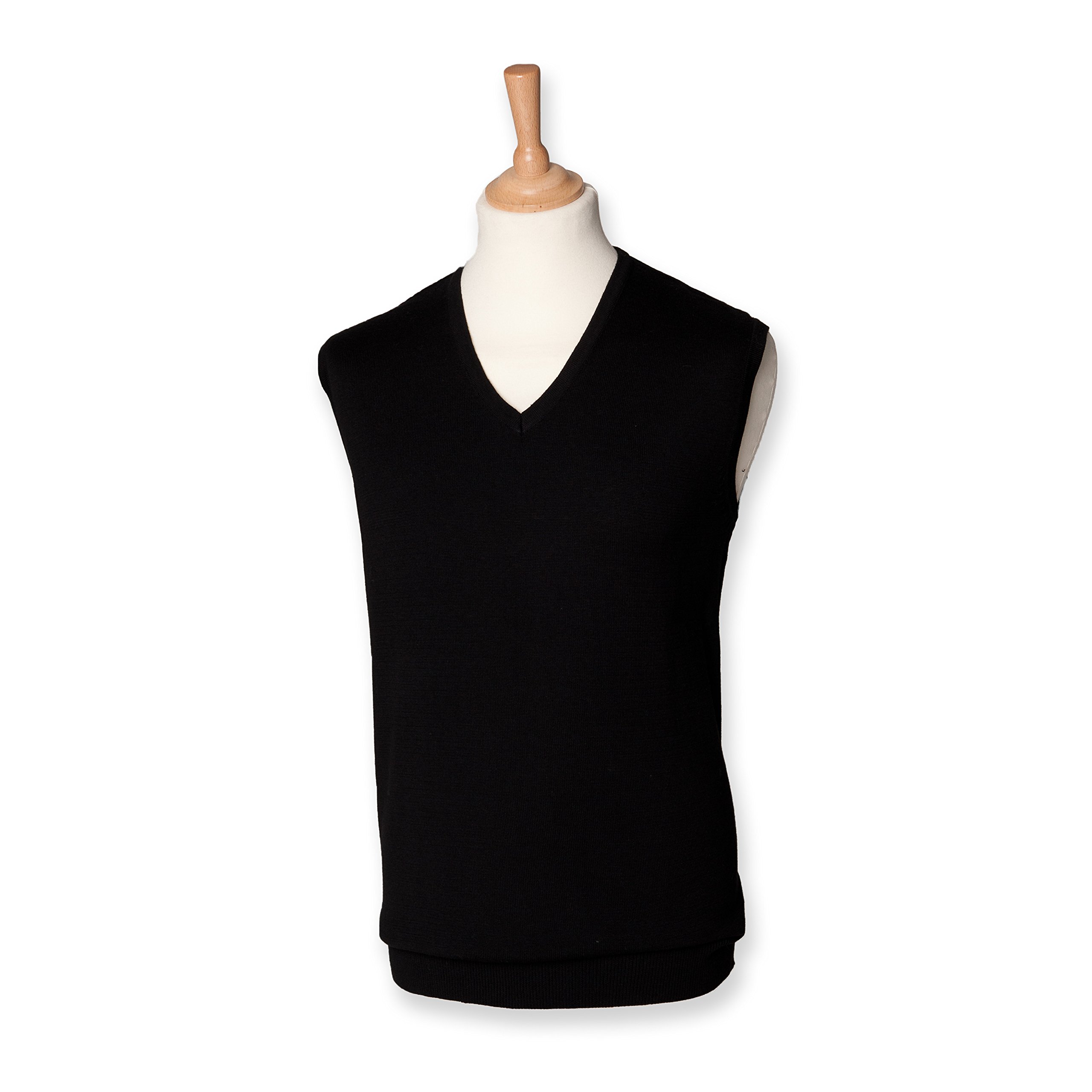 Henbury Lightweight Sleeveless V Neck Sweater : Color - Black : Size - XXL
