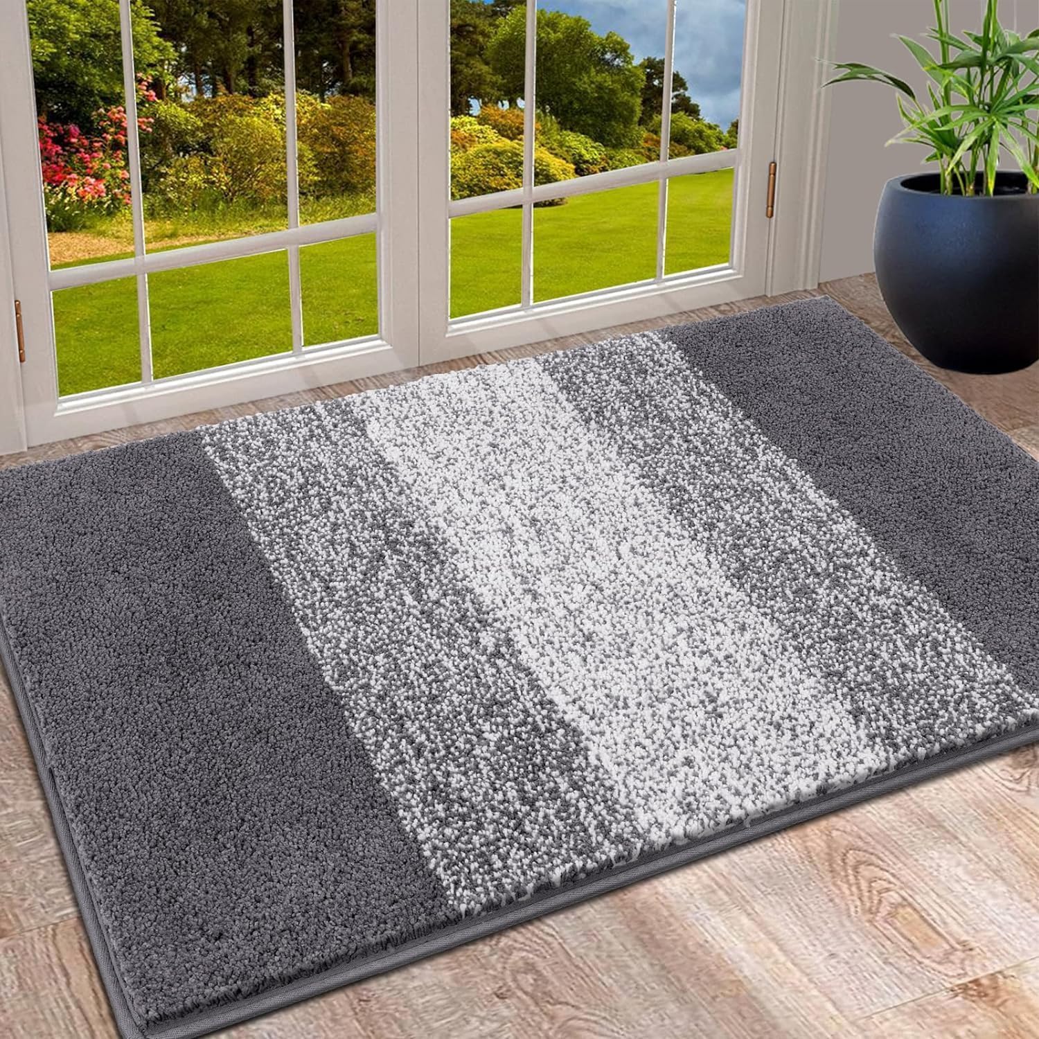 Paillasson SHACOS 80x150cm Gris - Absorbant, Antidérapant, Lavable En Machine