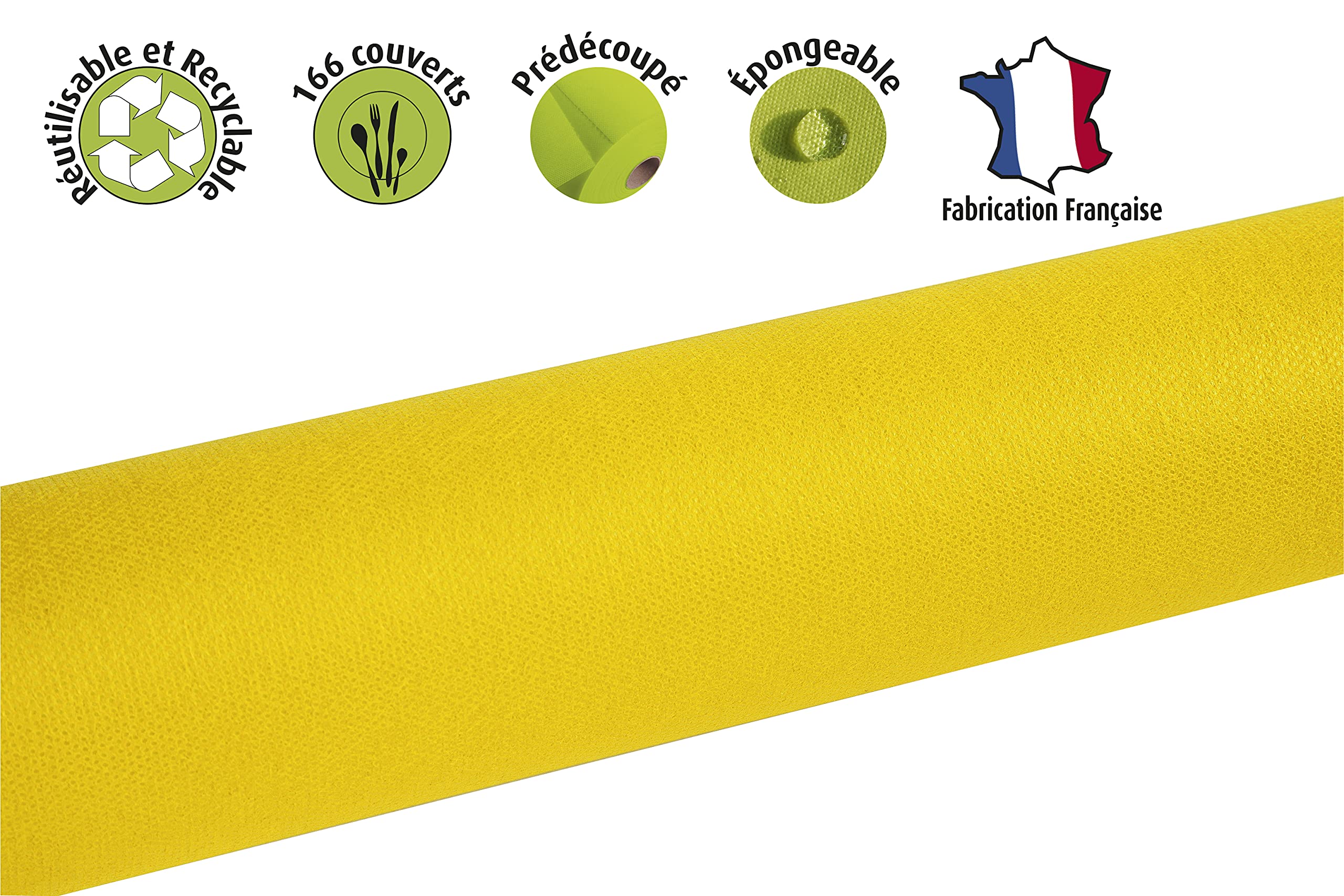 Ref R785024I - Mantel no Tejido spunbond desechable - Rollo 50 M de Largo X 1,20 M de Ancho - Color Amarillo - Tejido Ripstop, Repelente al Agua y limpiable