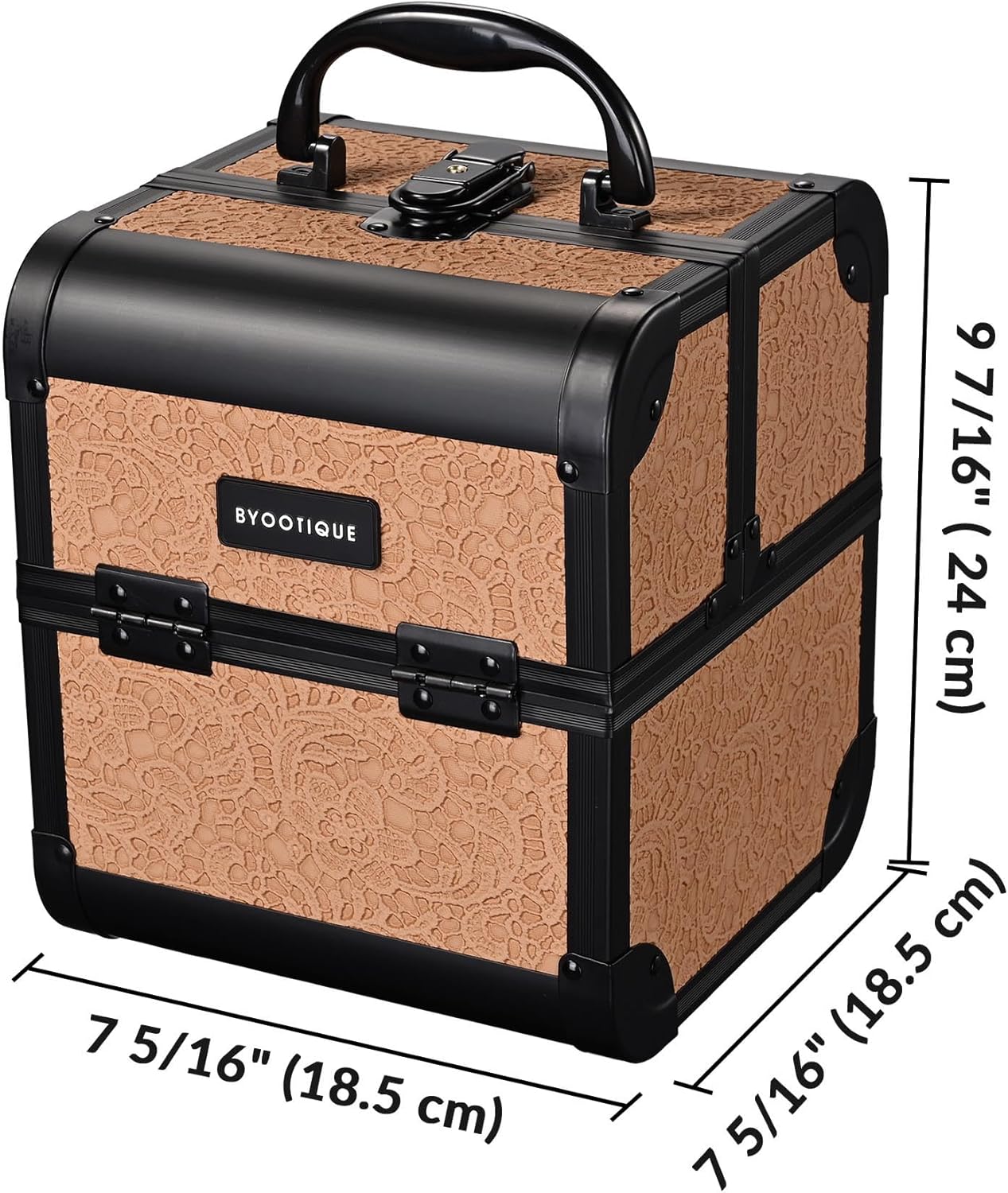 BYOOTIQUE Cosmetology Rolling Case 3-Piece Nail Tech Storage Cart Kit Makeup Torrley Travel Barber Suitcase False Eyelash Storage for Beauty Studio Nail Salon Manicurist,Rococo Coral