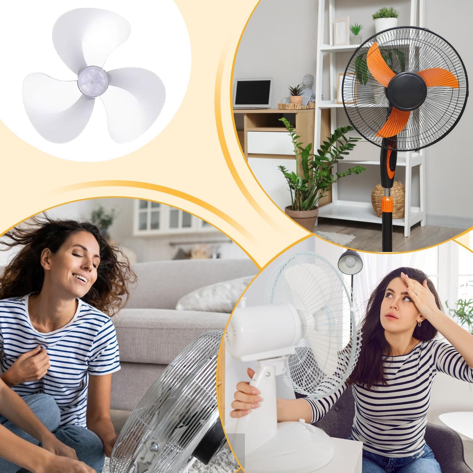 Generisch Ventilator Flügel Ersatz 40 Cm – Universal 3‑Blatt Propeller Mit Mutterabdeckung | PP Kunststoff, Leicht & Robust | Ersatzteil Für Standventilator, Tischventilator & Bodenventilator