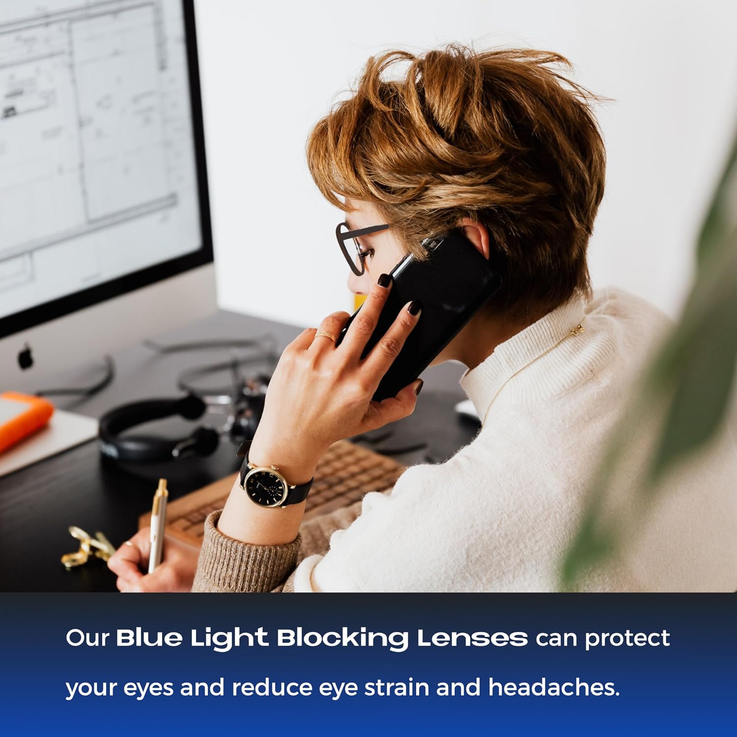 Readerest Blue Light Blocking Glasses – Thin Reflective Lens, Anti-Glare Computer Eyeglasses, UV Protection, Eye Strain Relief (Bourbon Tortoise, 2.5 Magnification) image 3