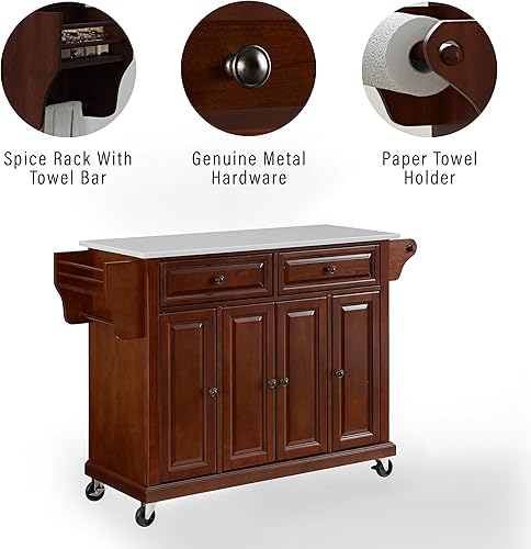 Vista 129 de Crosley Furniture isla de cocina con ruedas, Madera, Blanco