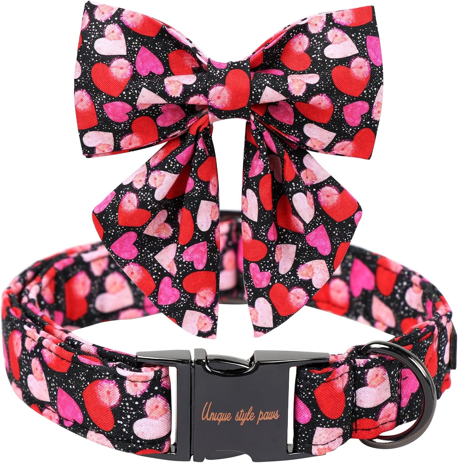 Unique Style Paws Valentine's Dog Collar with Bow Colorful Heart Love Dog Collars for Small Medium Large Dog New