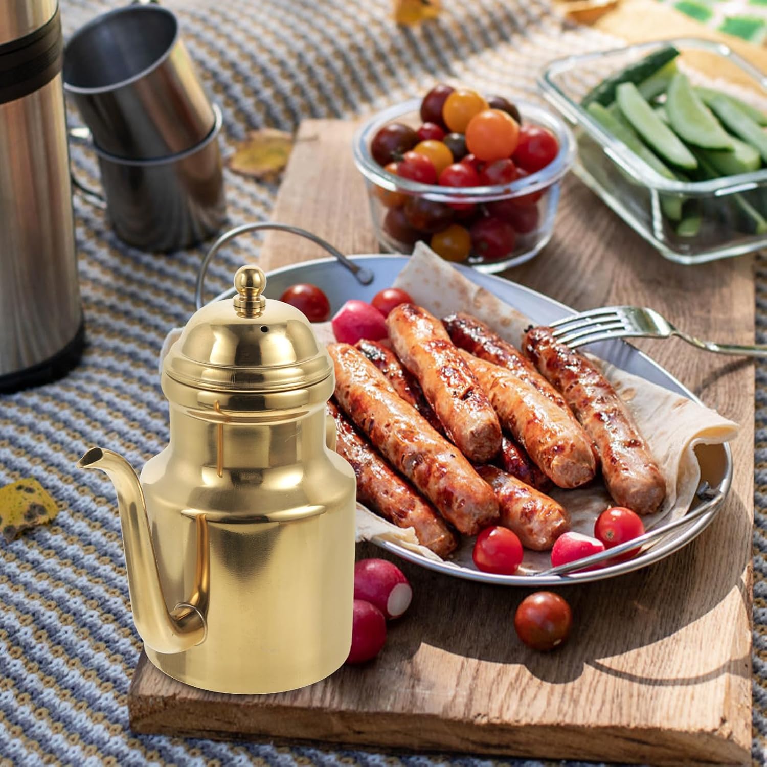 Golden Oil Dispenser Bottle Stainless Steel 450ml Reusable
