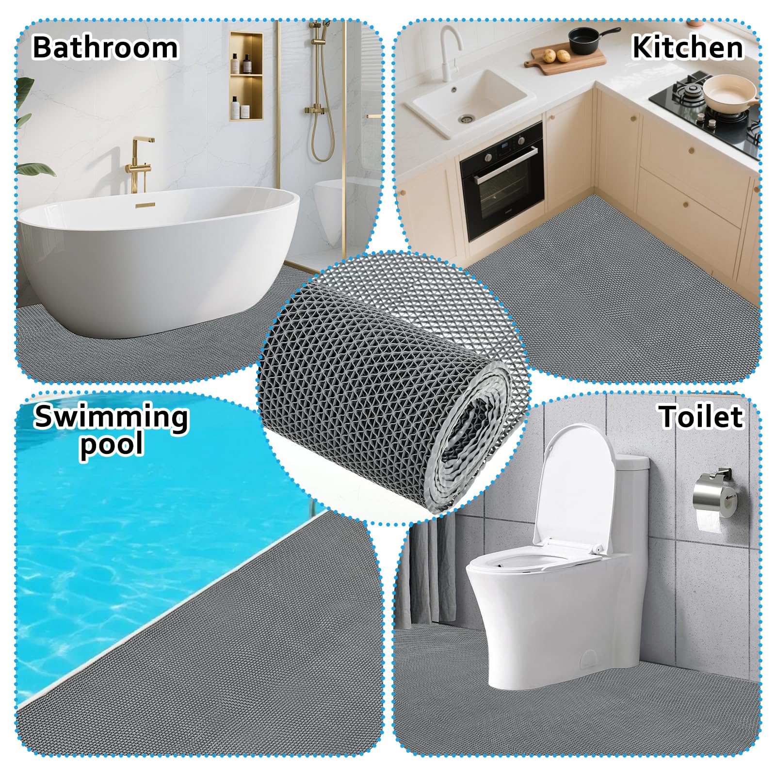 3 x 20 FT Drainage Non Slip Flooring Mats Swimming Pool Bathroom Anti-Fatigue Rubber Matting Heavy Duty Commercial Anti Slip Floor Mats for Garage Restaurant Sauna SPA — Amazon image 7