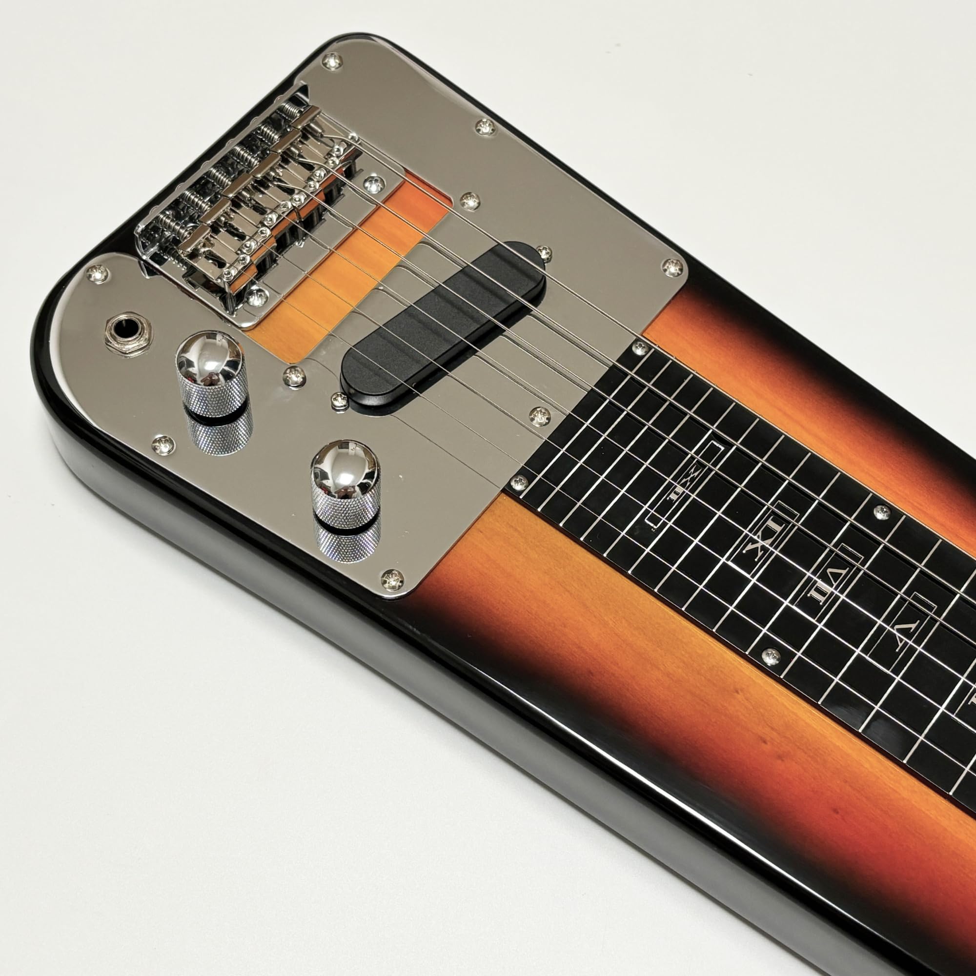 Lap Steel Gitarre, Slide-Stahlgitarre, Elektrogitarre, 6 Saiten, Schlitzkopf-Gitarren mit Gigbag und Gleitstange, Farbe Sunburst