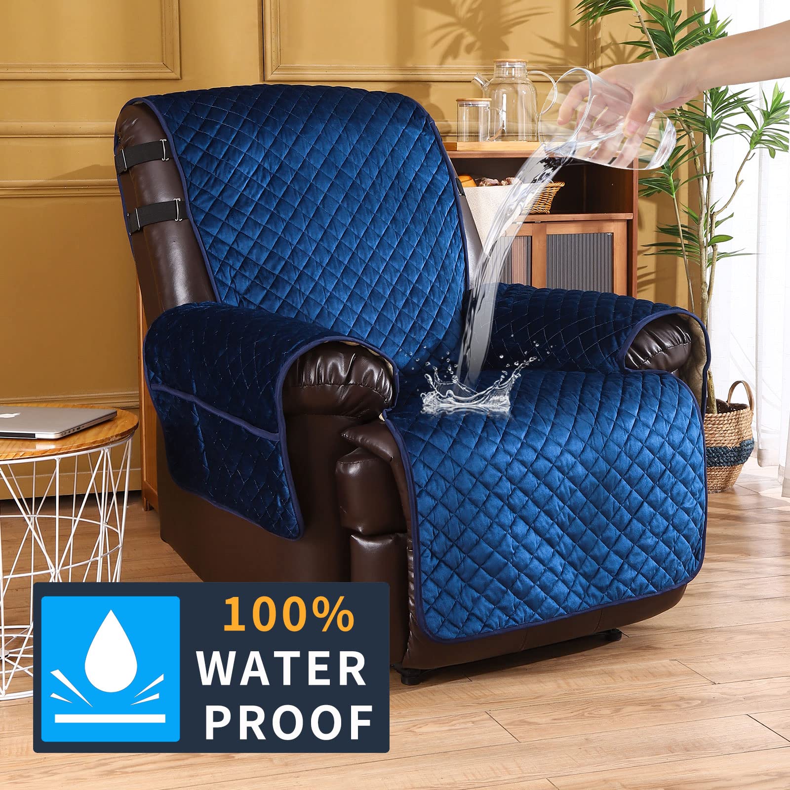 Samt-Liegestuhlbezüge, rutschfest, wasserdicht, große Liegestuhlbezüge für Lederstühle, wendbar, Sofabezug für Wohnzimmer, Liegestuhl, Möbelschoner für Hunde, Haustiere, 71,1 cm