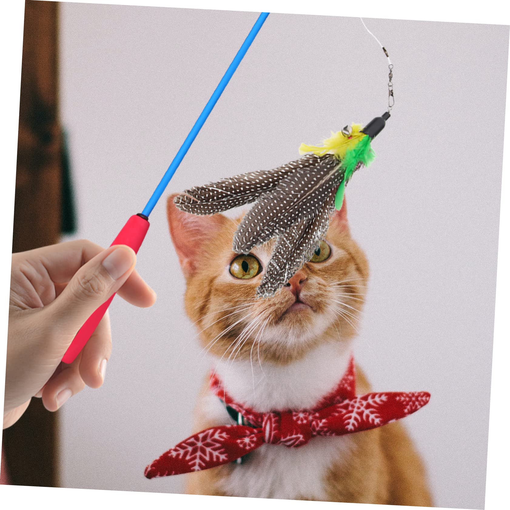 INOOMP 4sätze Katzenangel Set Mit -stab Und Ersatzfedern Für Interaktive Katzenbeschäftigung Spielzeug Für Katzen Jagdinstinkten Und Spielvergnügen
