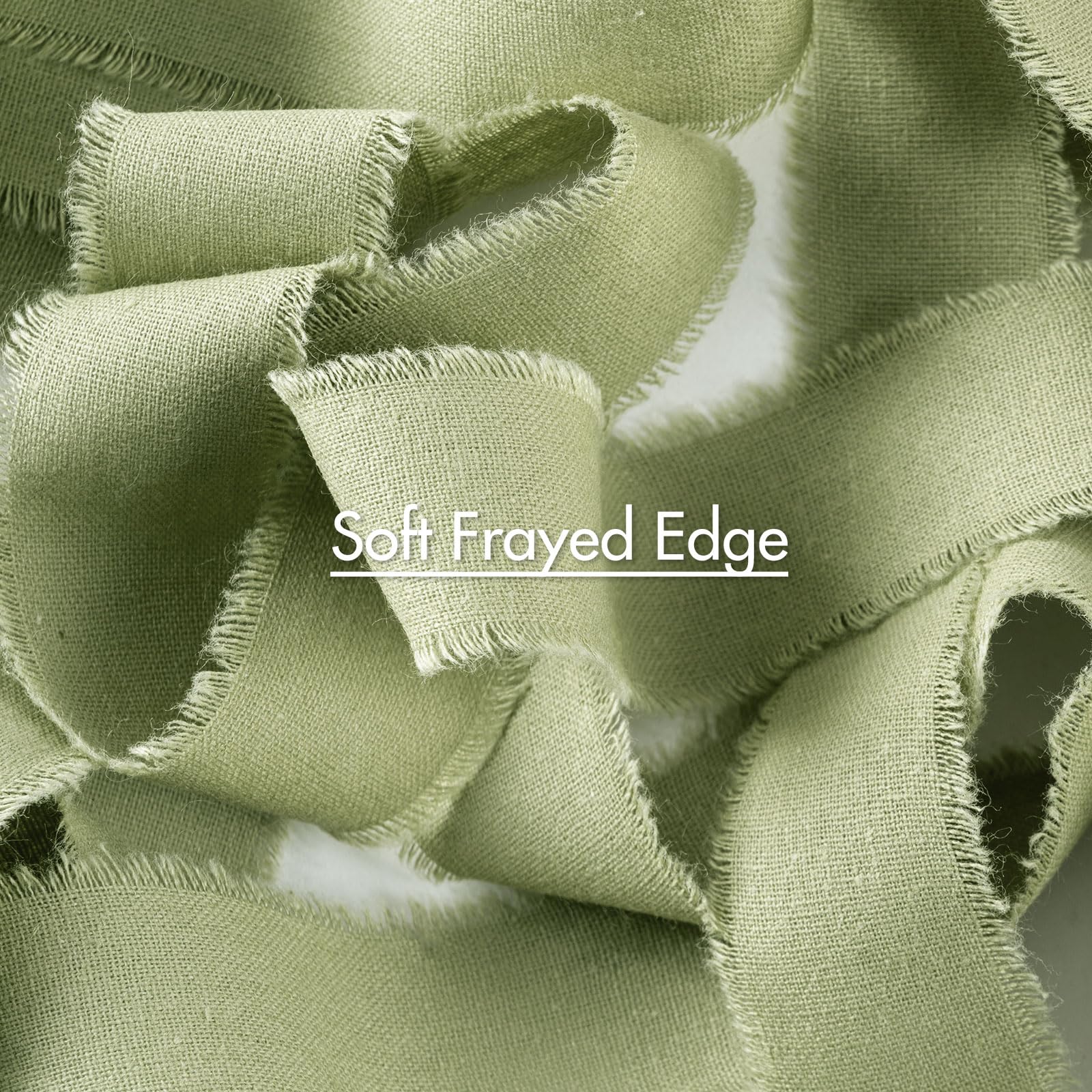 Pretty Jolly Light Green Cotton Ribbon for Gift Wrapping Handmade Rustic Frayed Ribbon for Flower Bouquet 1 Inch x 20 Yd Fabric Ribbons for Craft Wedding Invitation Holiday Decor Hair Christmas Tree - Image 3