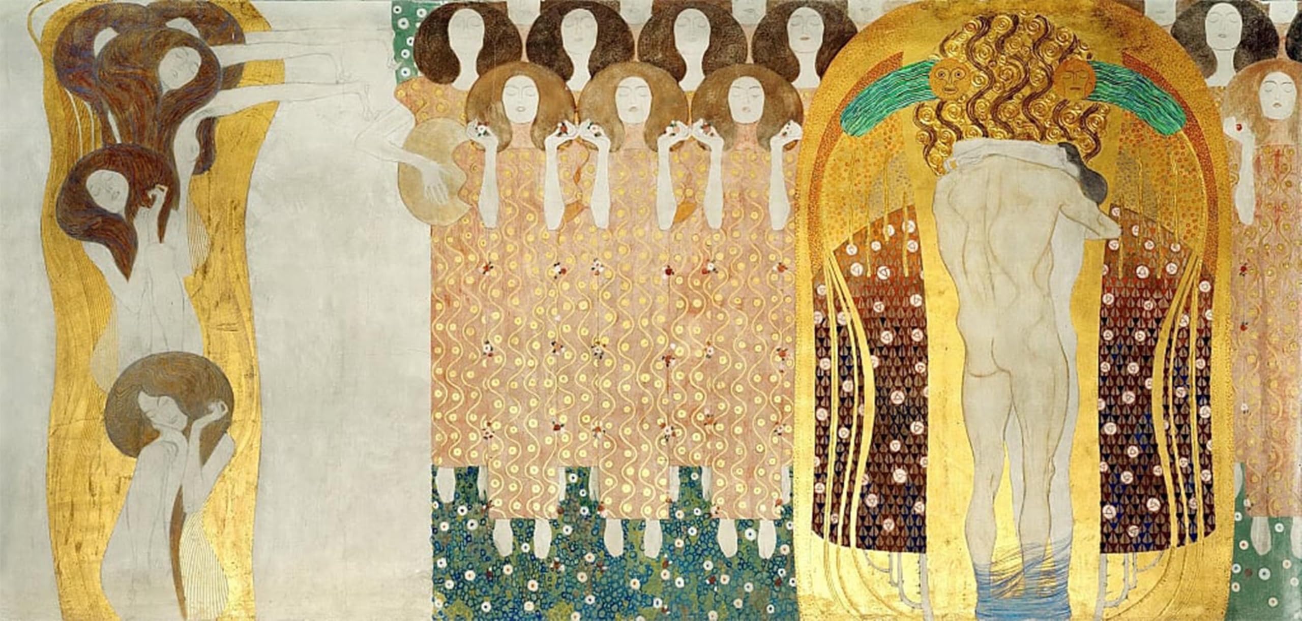 SERENDIPITP Vintage Picture Print on Canvas Wall Art Poster the Arts Chorus of Paradise Embrace by Gustav Klimt Artwork Print Poster for Wall Decor 60x90cm